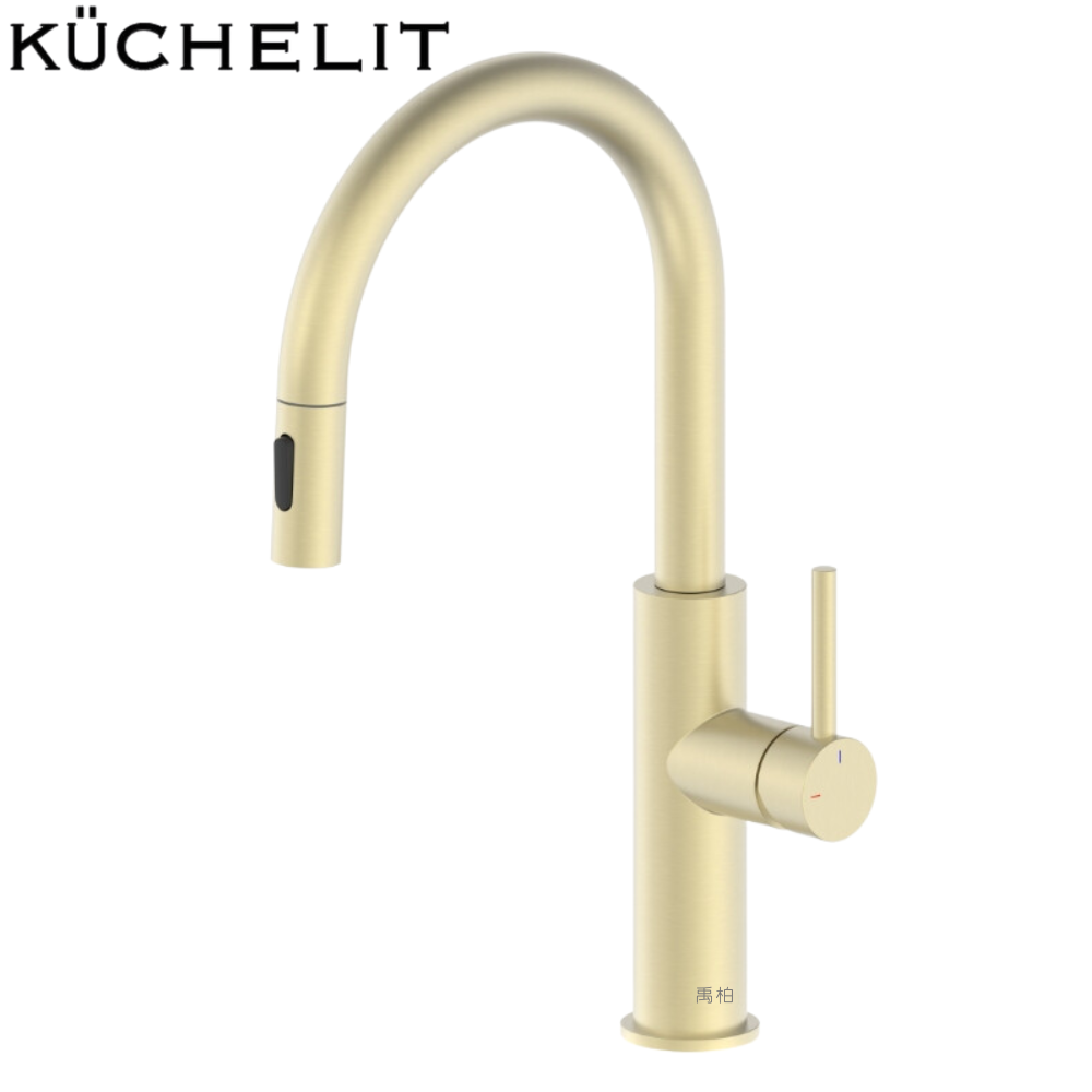 Küchelit 抽拉式不鏽鋼廚房龍頭_拉絲金 KF4102G