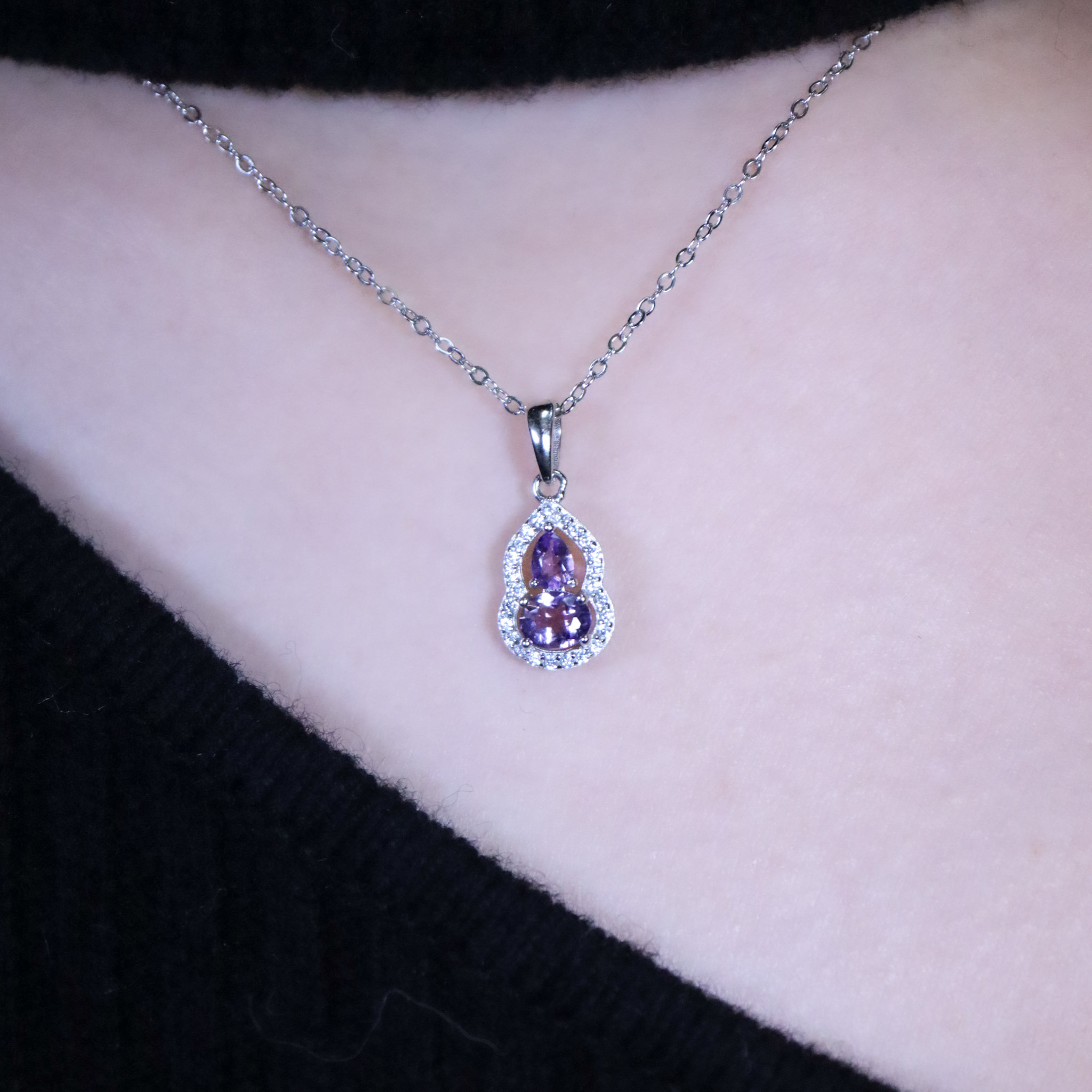 | 925純銀・托帕石・紫水晶 | 吸財小葫蘆項鍊  (藍色/紫色) | NE1569 |