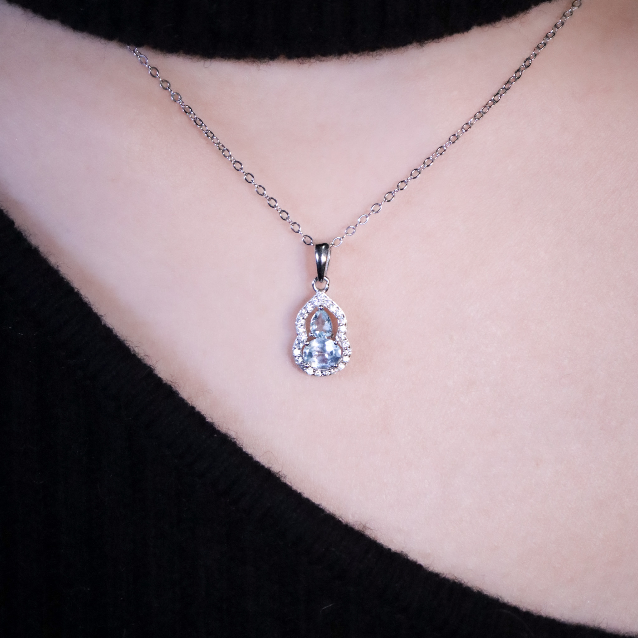 | 925純銀・托帕石・紫水晶 | 吸財小葫蘆項鍊  (藍色/紫色) | NE1569 |