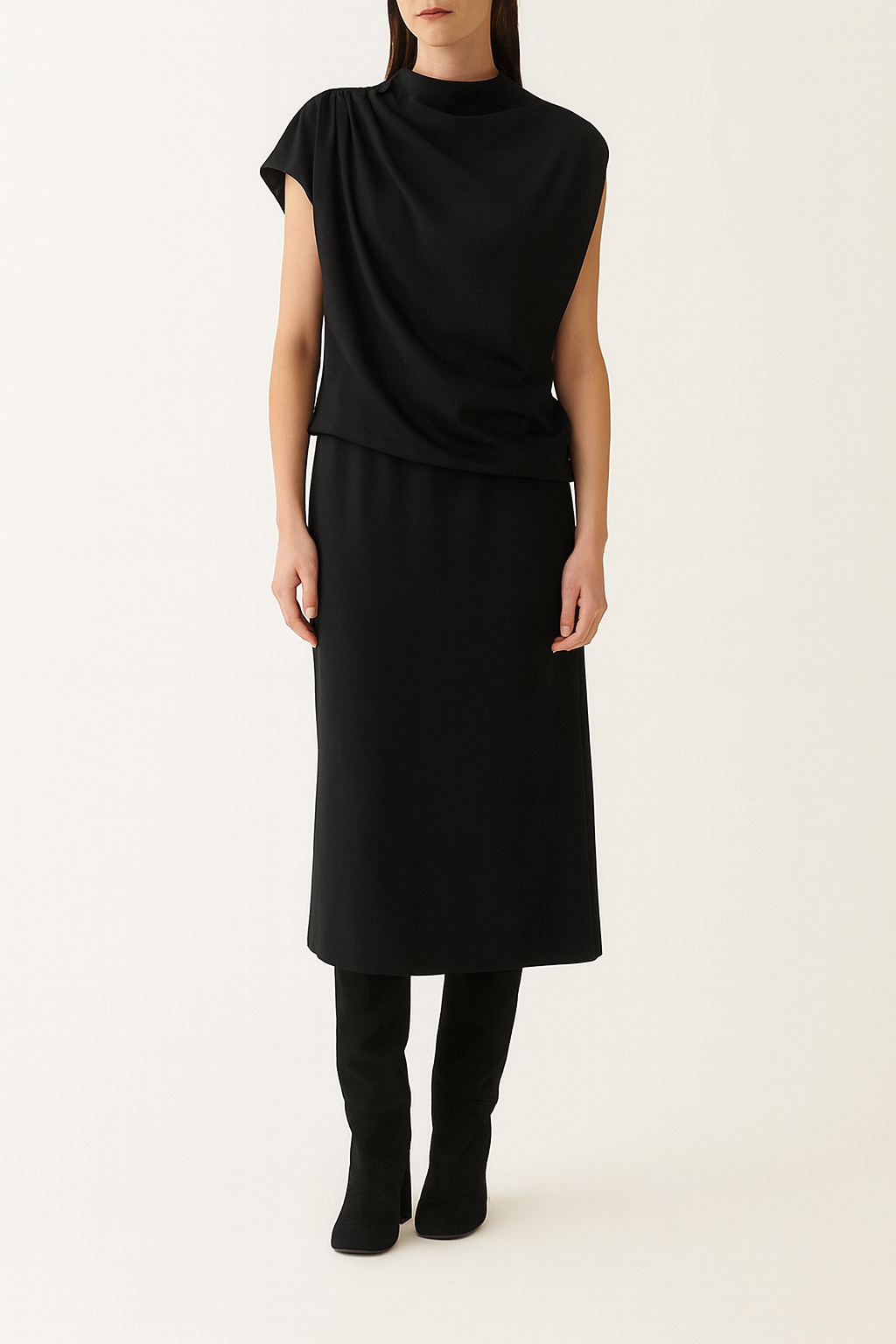 Fabiana Filippi  不對稱長洋裝(黑)