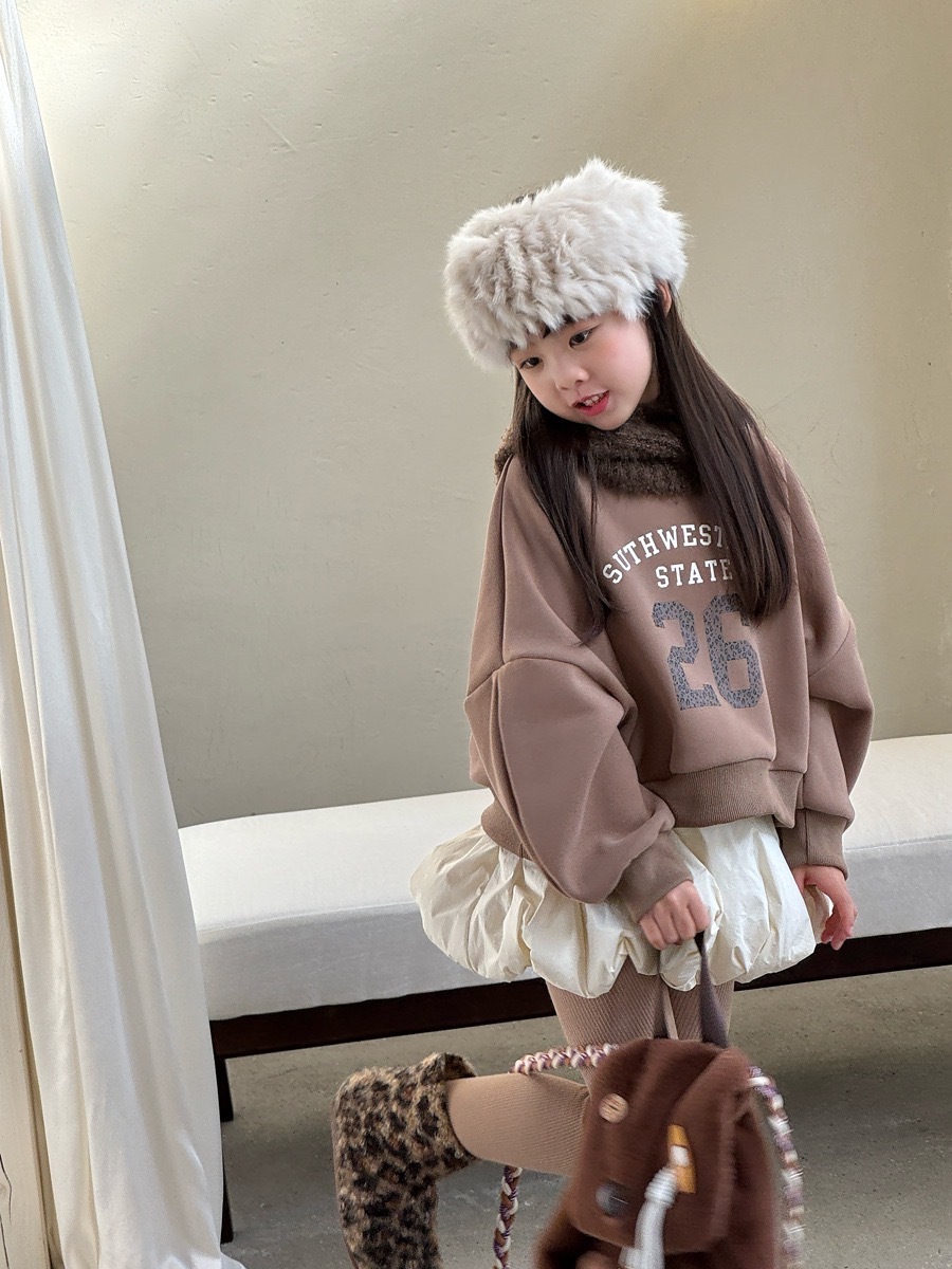 豹紋字母短版磨毛衛衣 / 2色