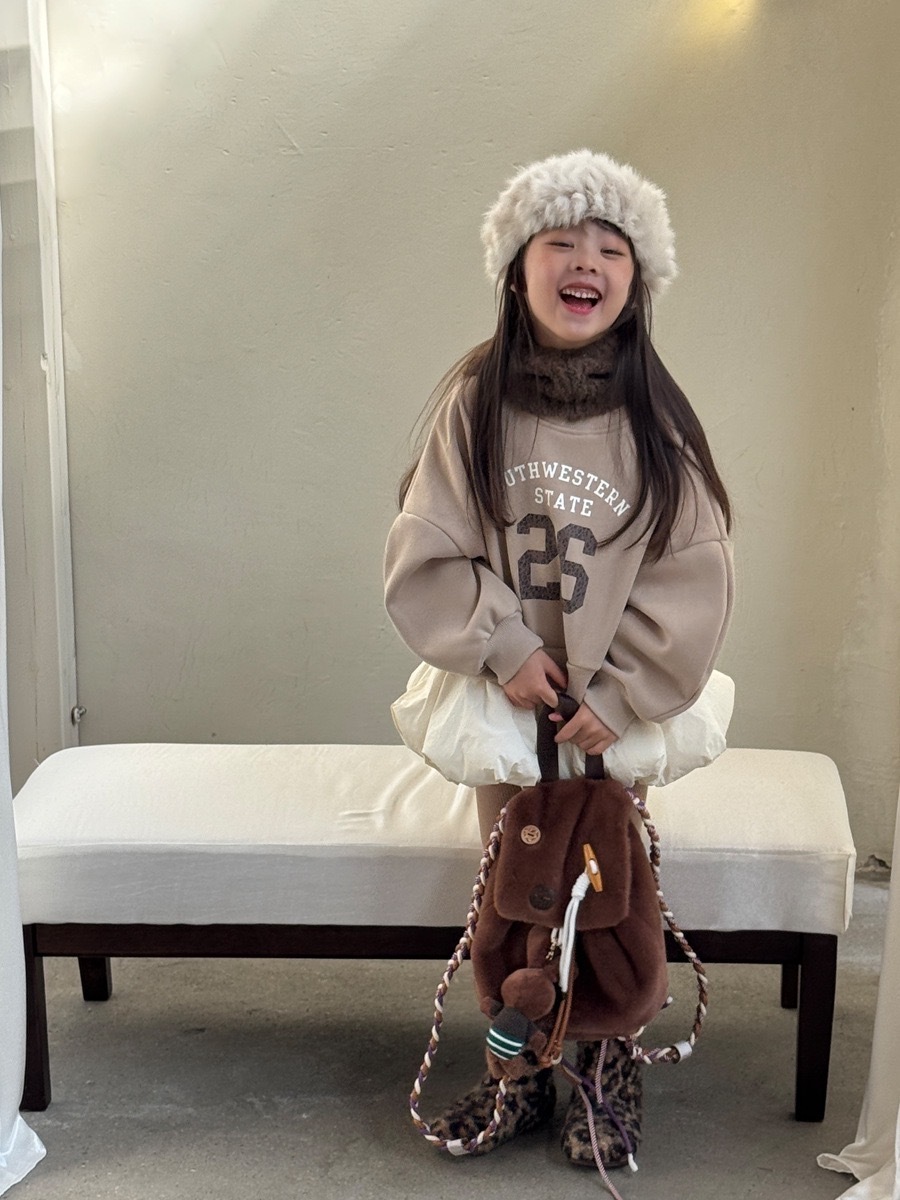 豹紋字母短版磨毛衛衣 / 2色