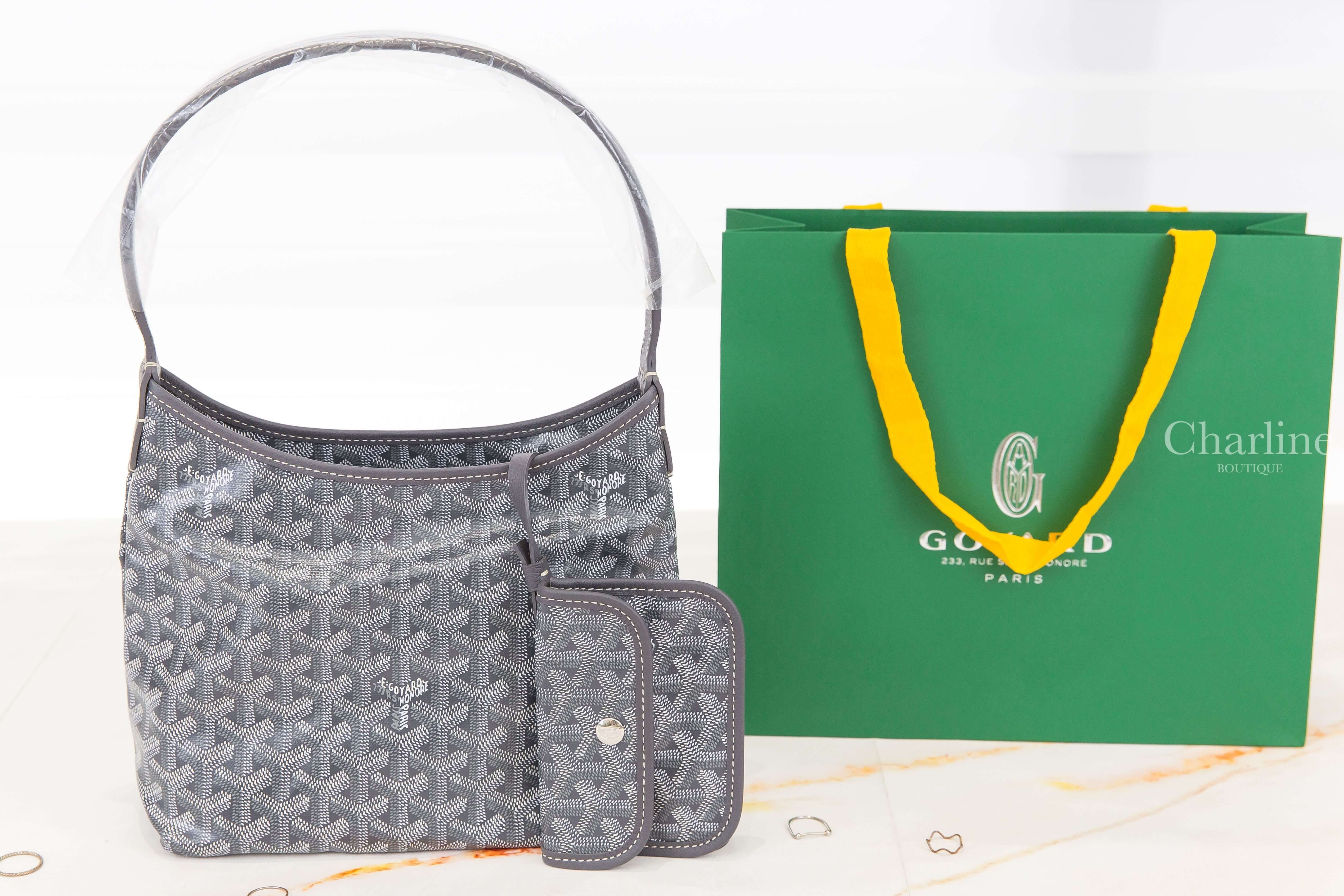 Goyard Bohème Mini Hobo Bag 灰色帆布小牛皮同色提把迷你手提肩背包