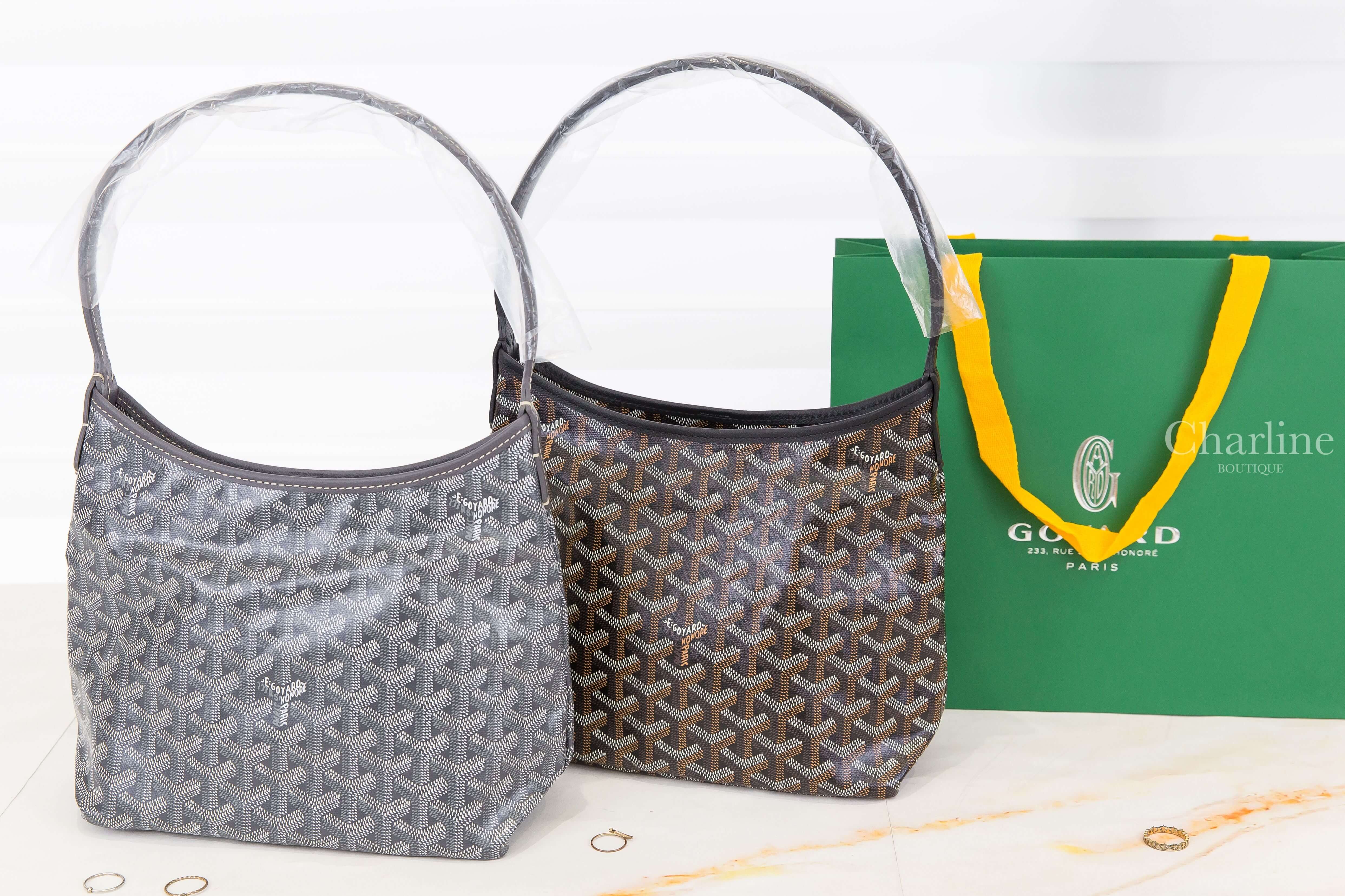 Goyard Hobo Bohème Mini 灰色 Goyardine 帆布牛皮迷你肩背包 灰色與黑棕色 Goyardine 配色比較