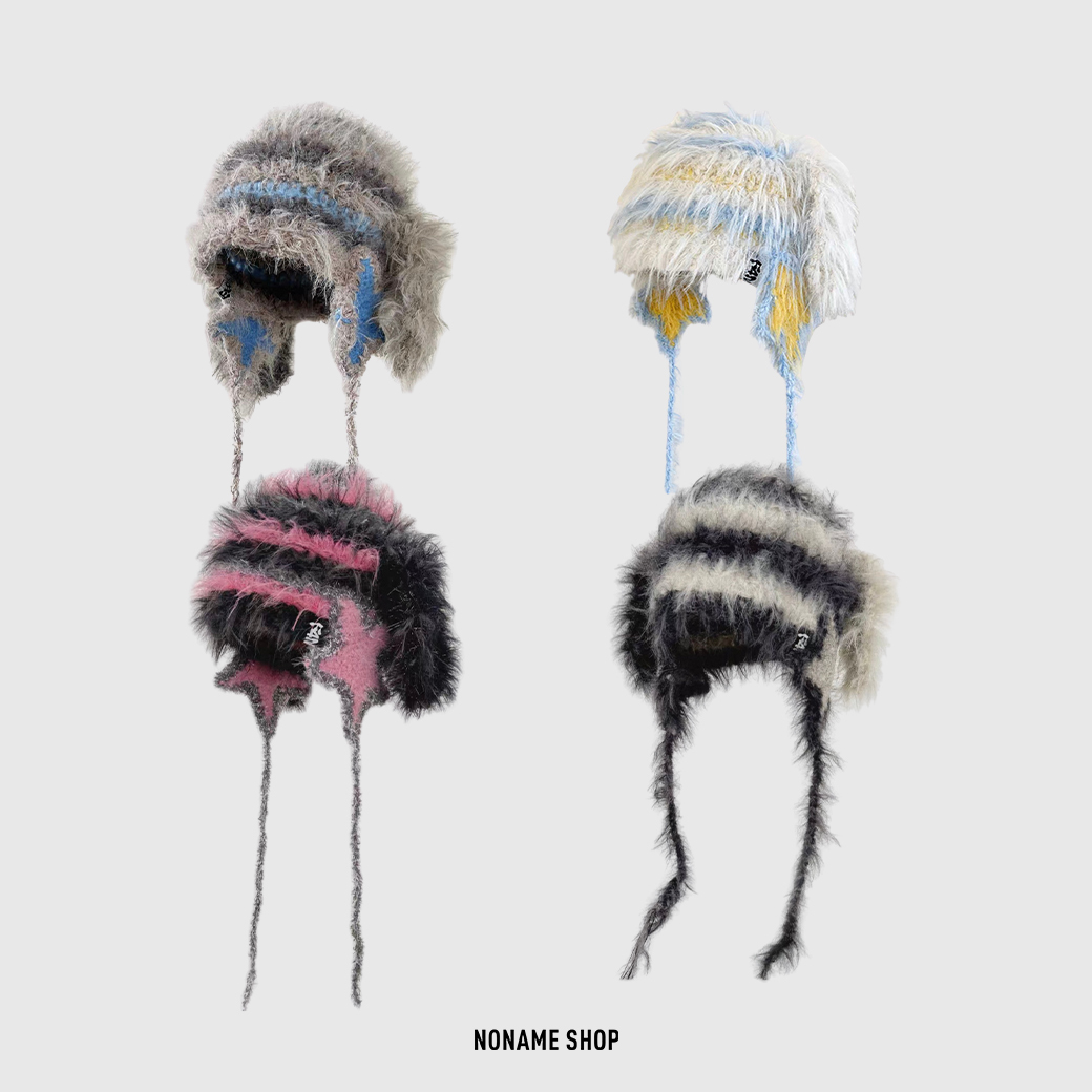 F4NFAN 李知恩 IU同款 星星造型 狗狗帽 毛毛 針織帽 四色