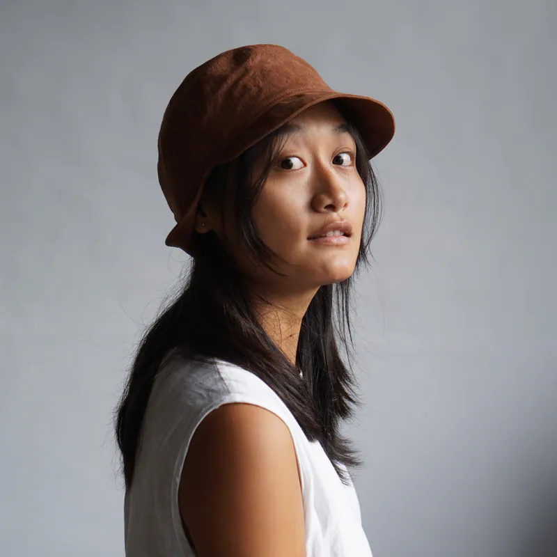 犛牛絨毛氈前後帽｜柿染－咖啡色｜中國藏區