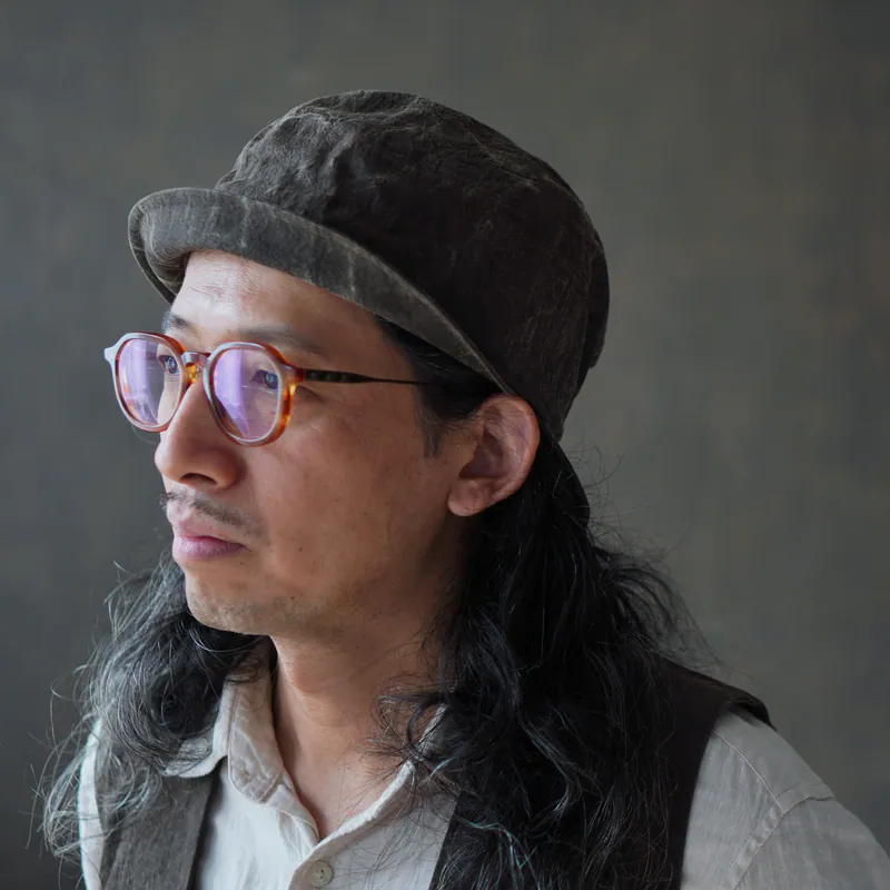 犛牛絨毛氈前後帽｜柿染－灰色｜中國藏區