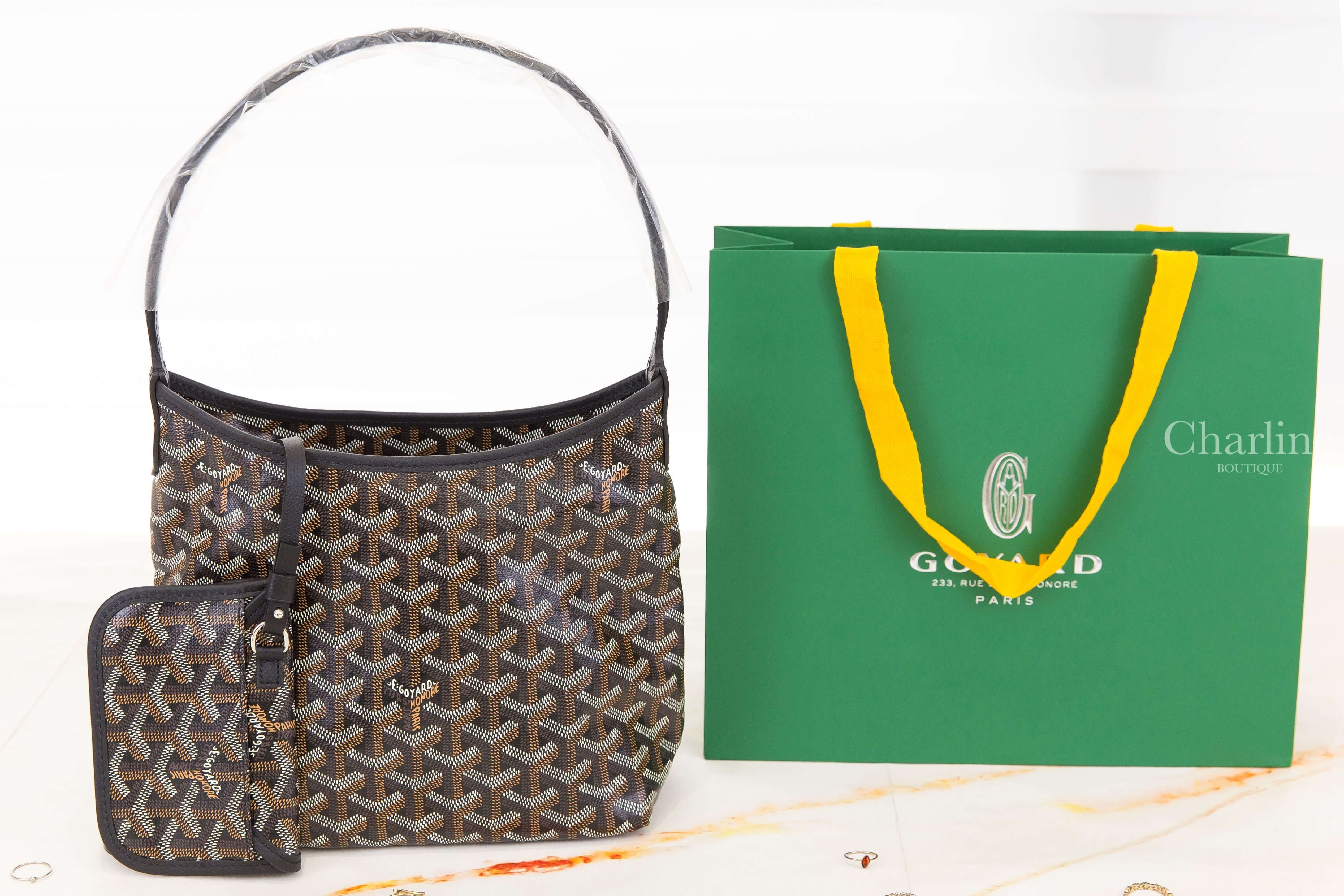 Goyard Bohème Mini Hobo Bag 黑色帆布小牛皮同色提把迷你手提肩背包-Charline Boutique 精品代購