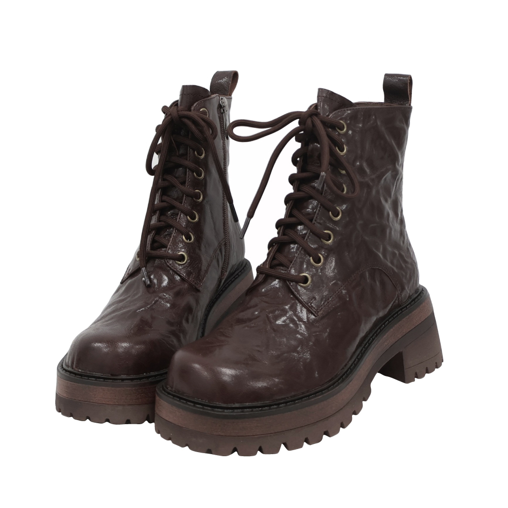 (現+預) 綁帶厚底馬丁短靴 -2色