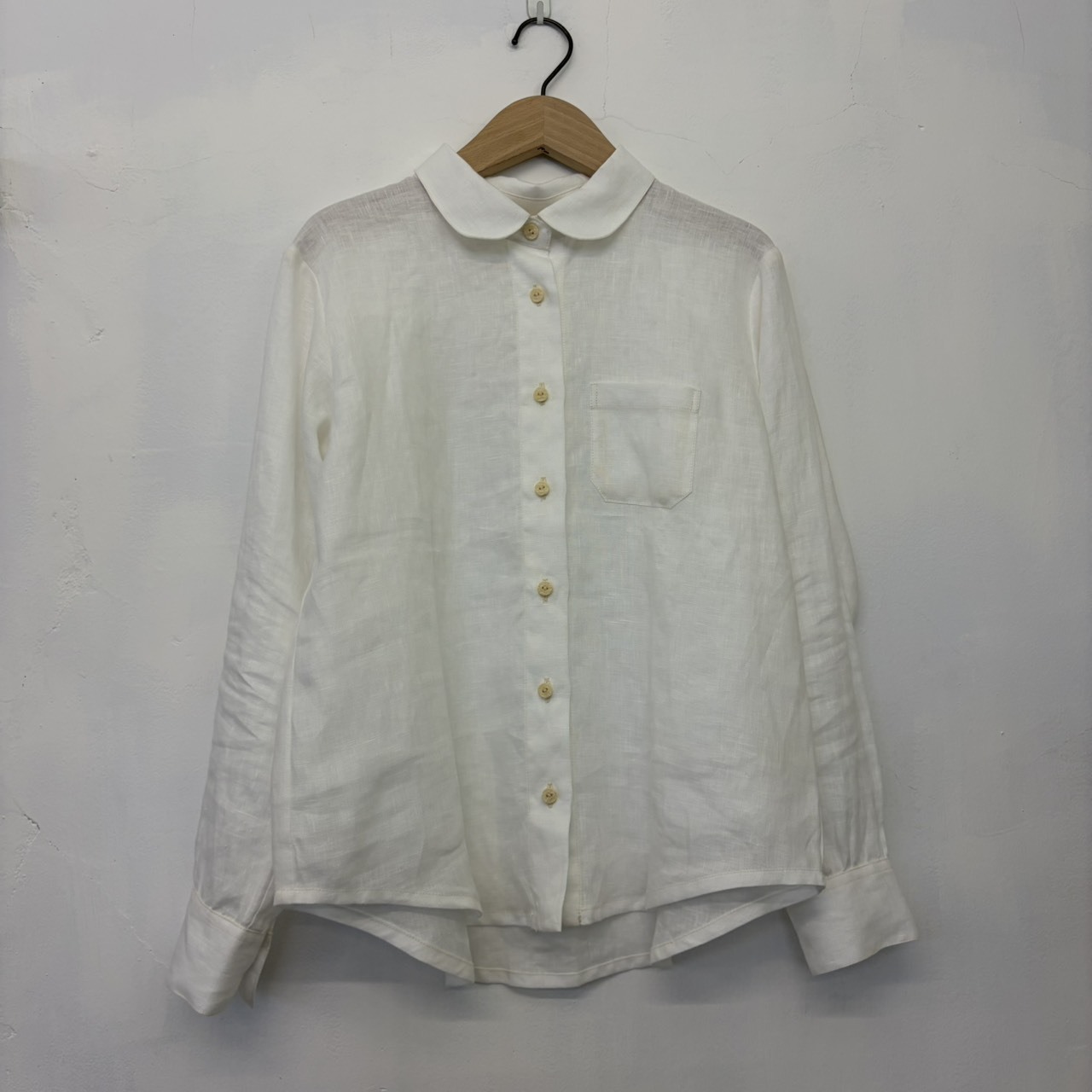 【預購】麻 長袖襯衫 白