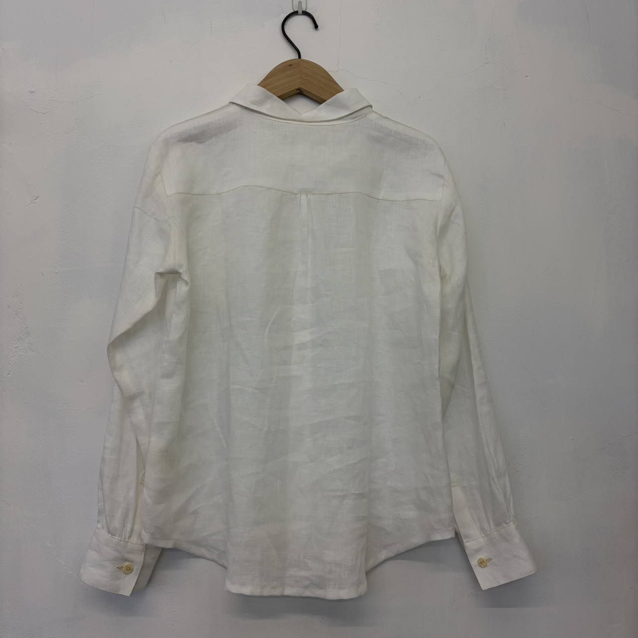 【預購】麻 長袖襯衫 白