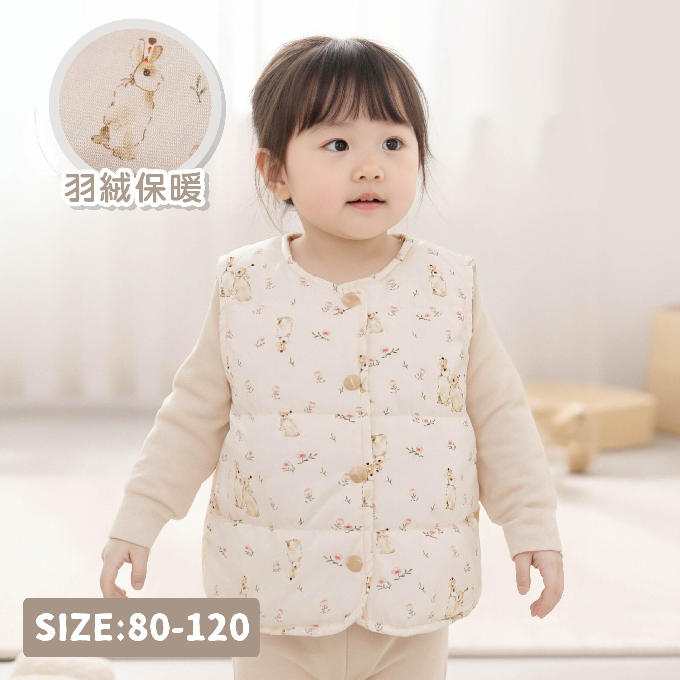 【H55755】兔兔小花園羽絨背心