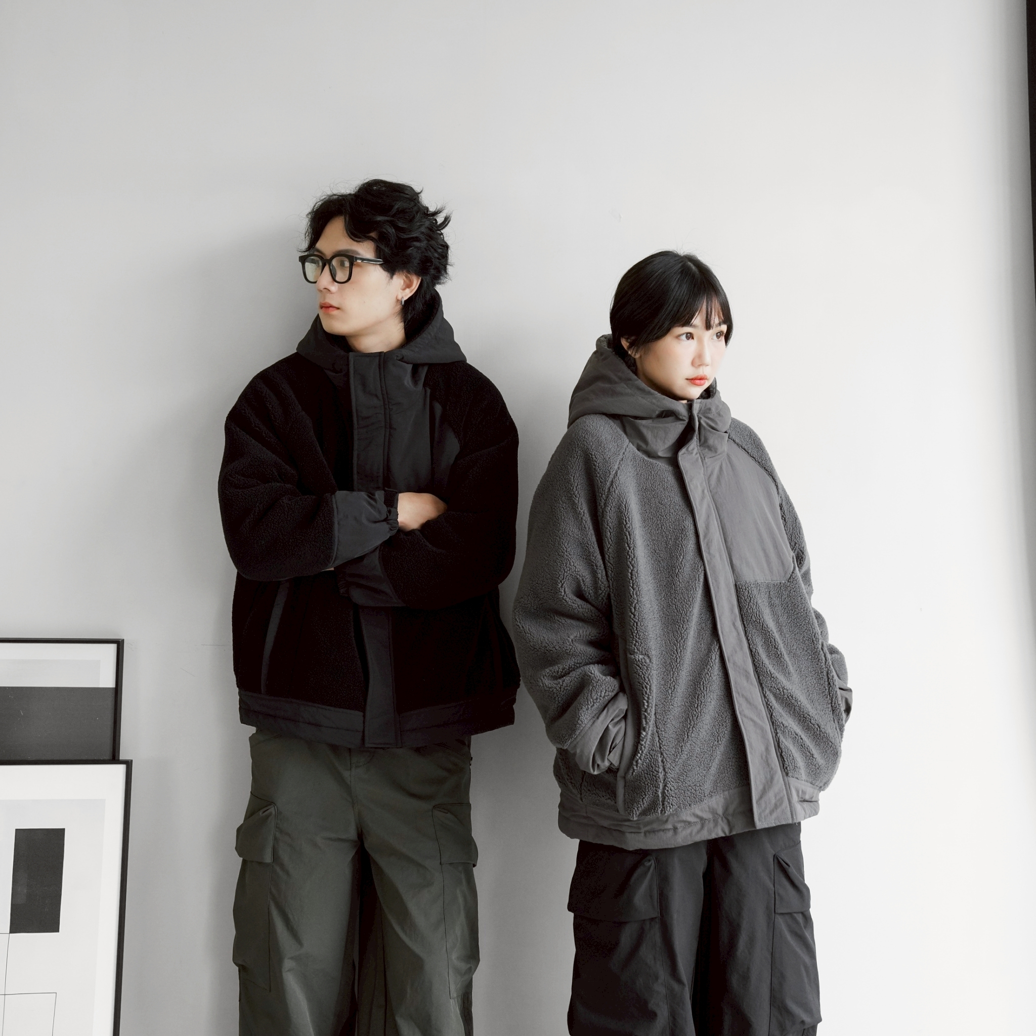 SBG 絨毛拼接寬鬆鋪棉外套【SB9001】