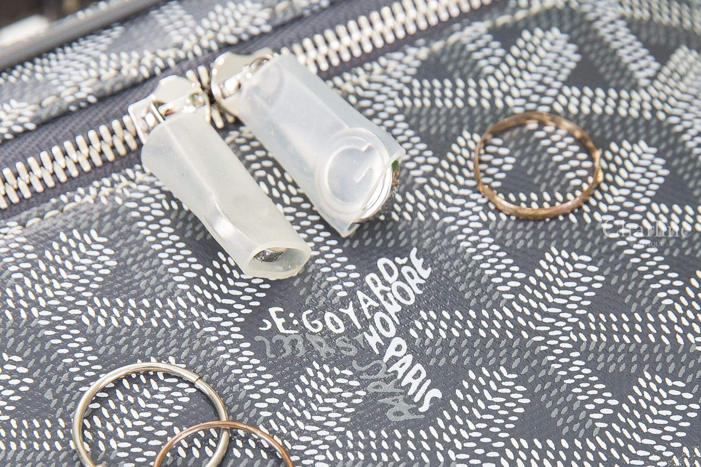Goyard Muse Mini Vanity 灰色帆布小牛皮拼黃色內裡迷你手提肩背化妝包