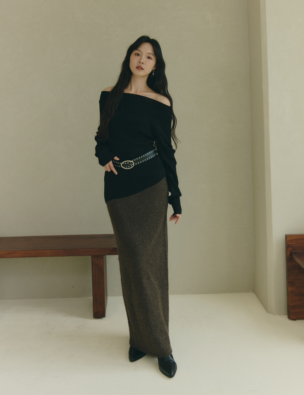 柔絨針織直筒長裙（4尺寸）