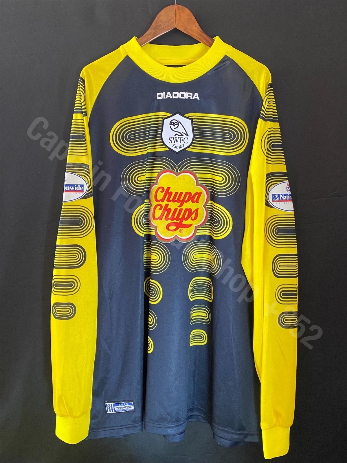 (Match Issue) Sheffield Wednesday 2002-2003 Diadora Goalkeeper Match Worn Issue Shirt #13 STRINGER