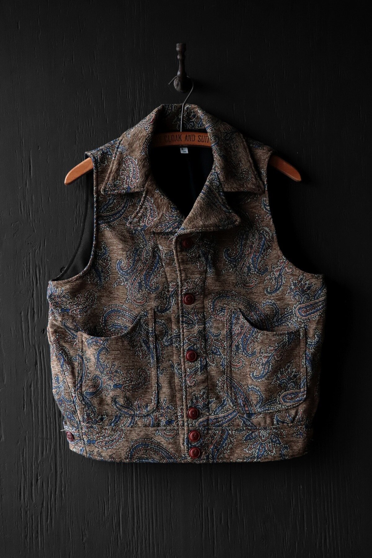 Black Sign 1930s Chenille Weave Wichita Vest / Champagne Gold