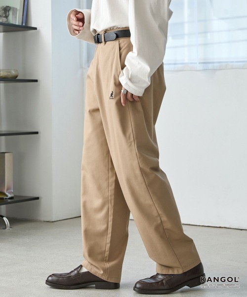 【逢甲 FUZZY】KANGOL 刺繡 Logo 斜紋布 牛仔布 錐形褲 錐形長褲