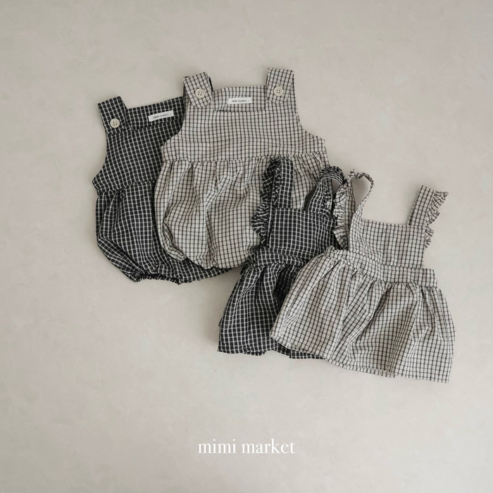 正韓春mimi-market 兩色日系無印格包屁吊帶褲