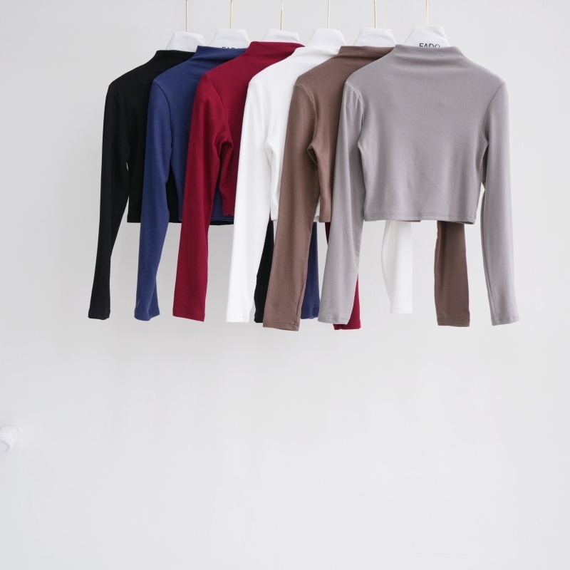 法朵Fado shop｜【百搭基本款】超彈力微領磨毛羊絨短版衫 011A474 七色