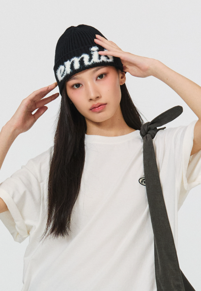 【直播】EMIS LL123102 HAIRY LOGO BEANIE 毛絨LOGO針織帽
