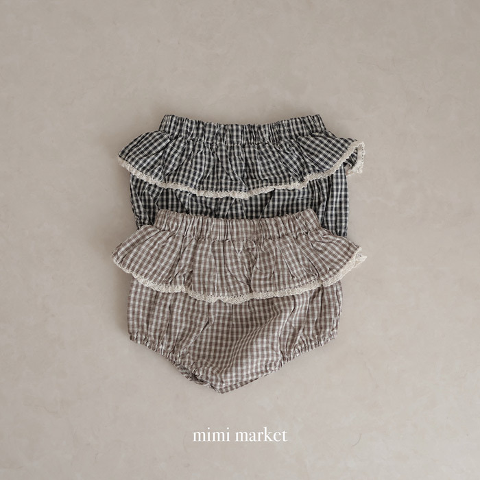 正韓春mimi-market 兩色花邊格紋包屁褲