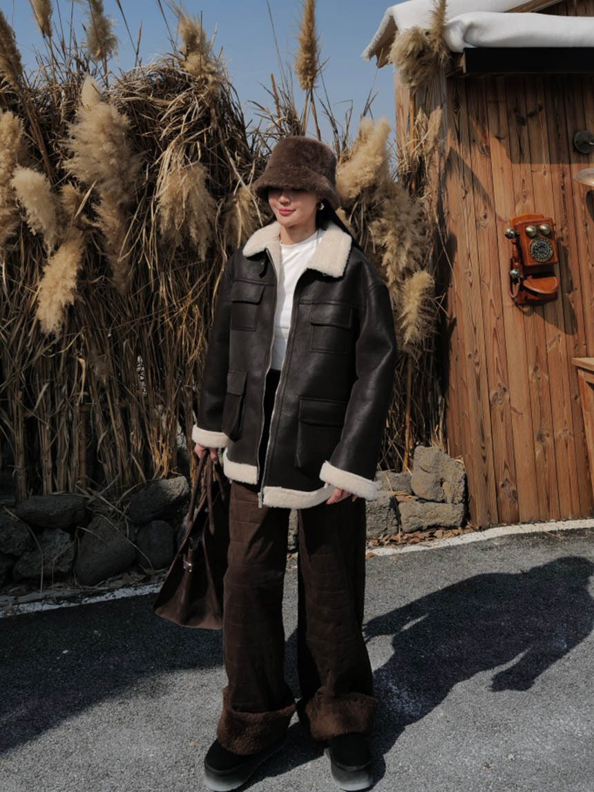 上下Q毛重工磨砂羊絨大衣*2色