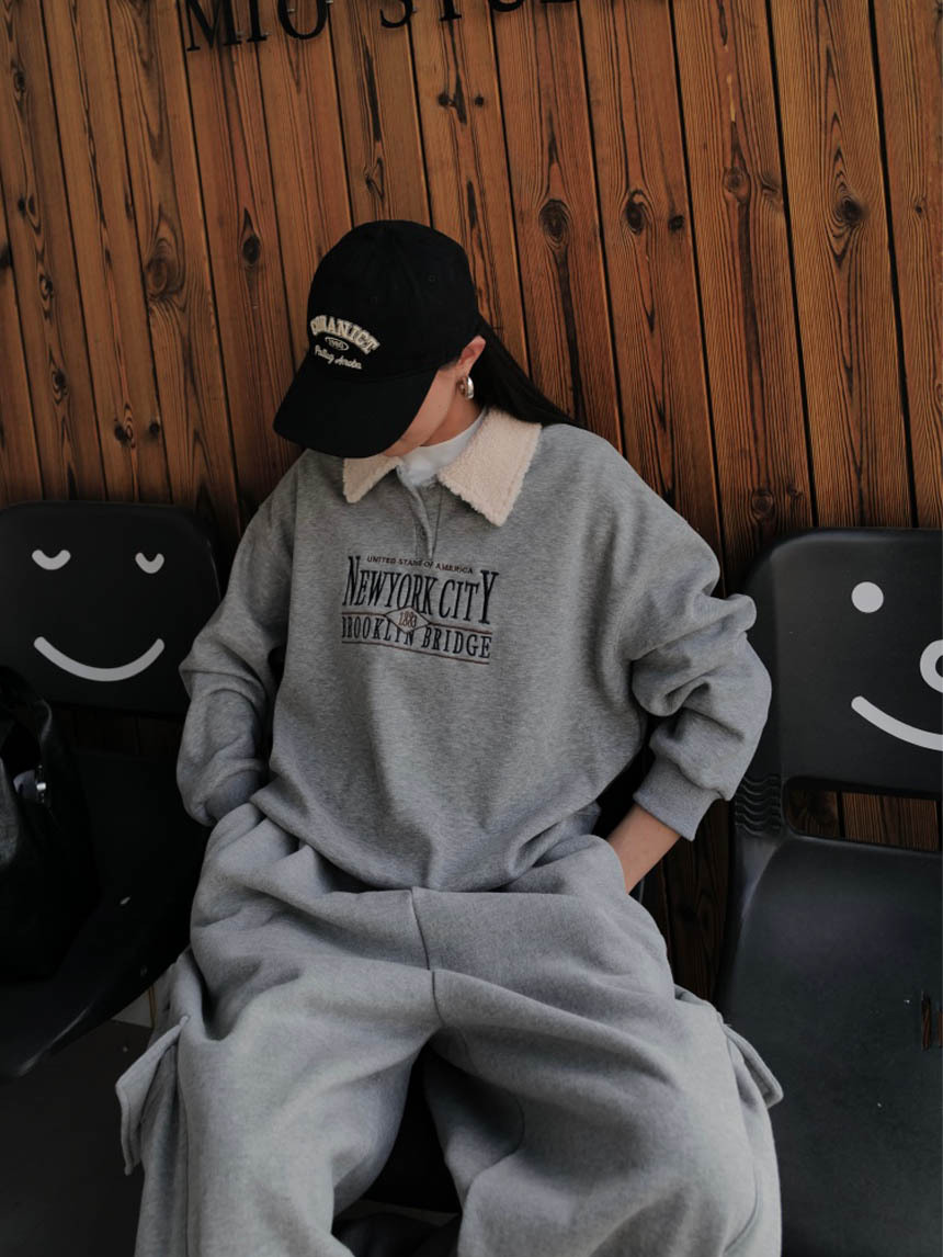 羊羔毛翻領加絨衛衣*3色