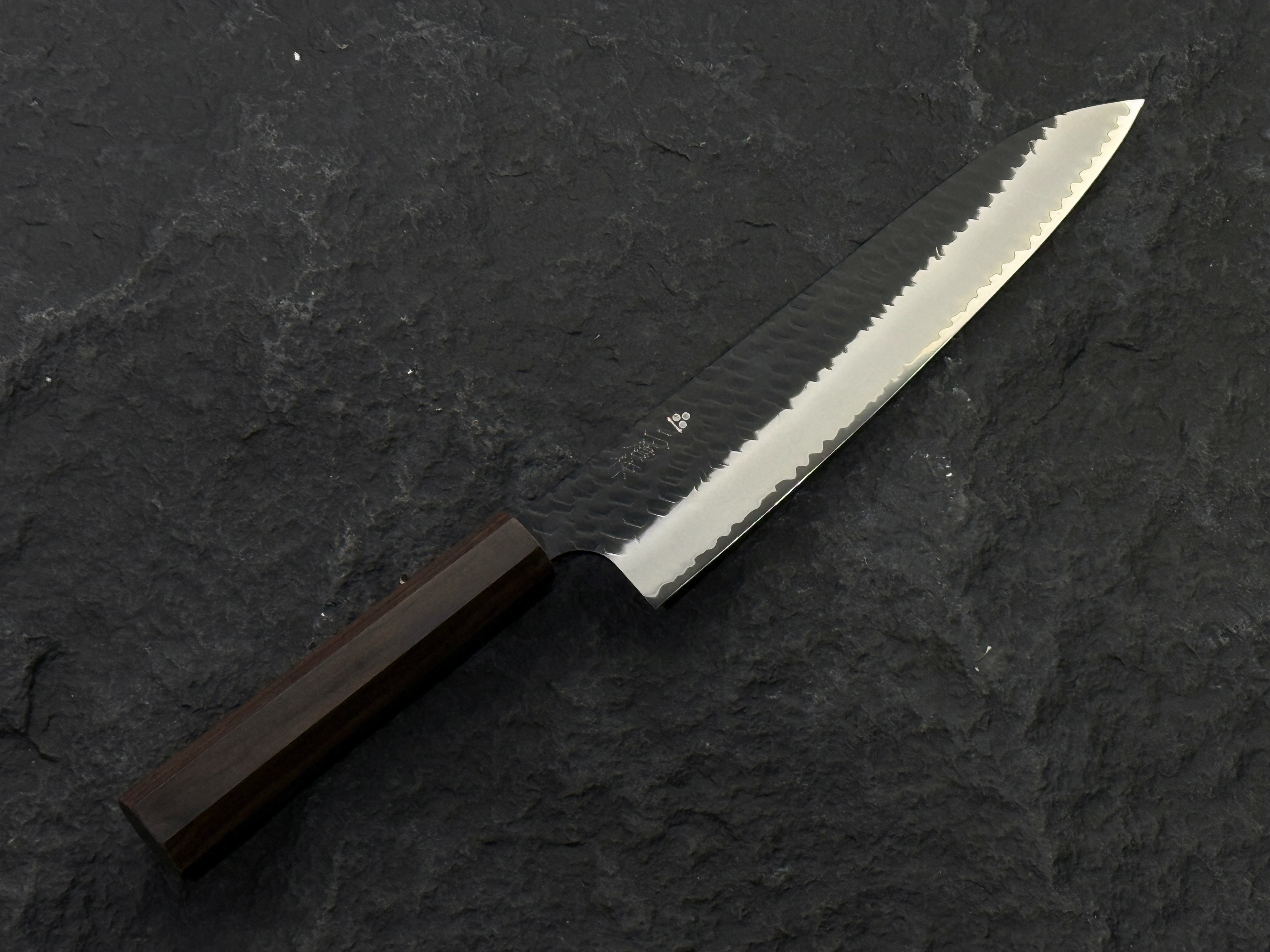 二唐刃物 SG2 粉末鋼 黑打 槌目 牛刀 黑檀柄