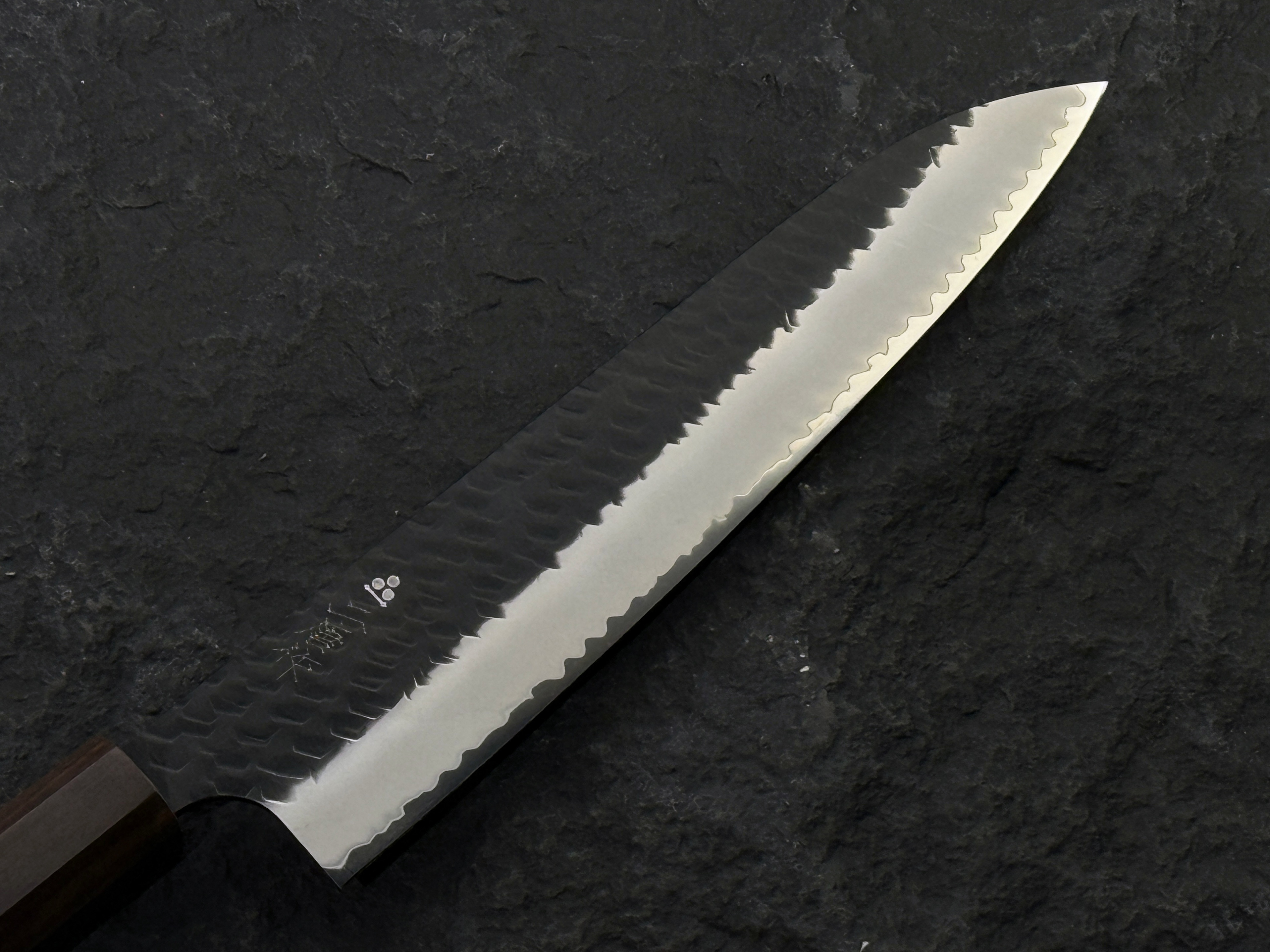 二唐刃物 SG2 粉末鋼 黑打 槌目 牛刀 黑檀柄