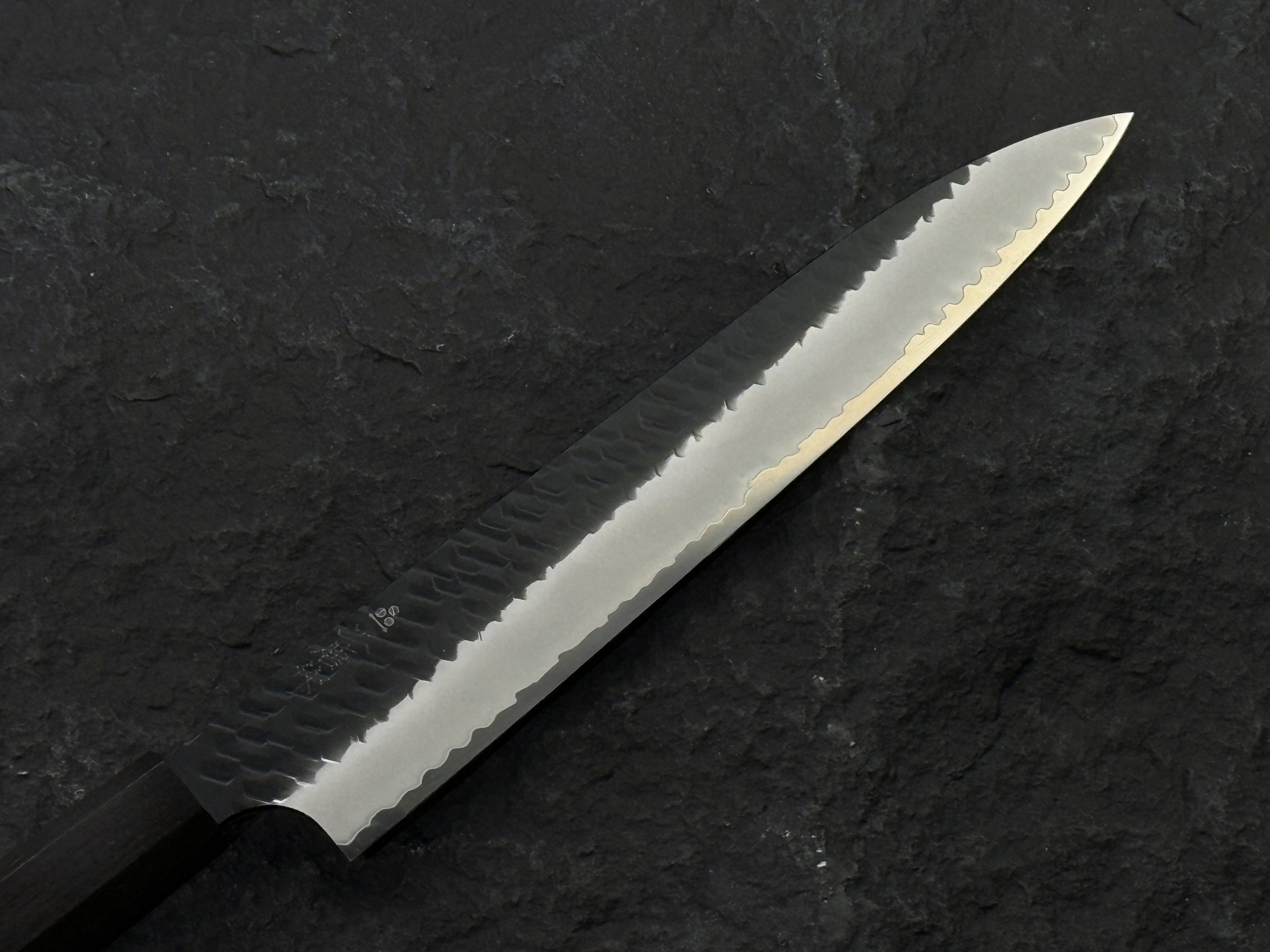 二唐刃物 SG2 粉末鋼 黑打 槌目 筋引 黑檀柄