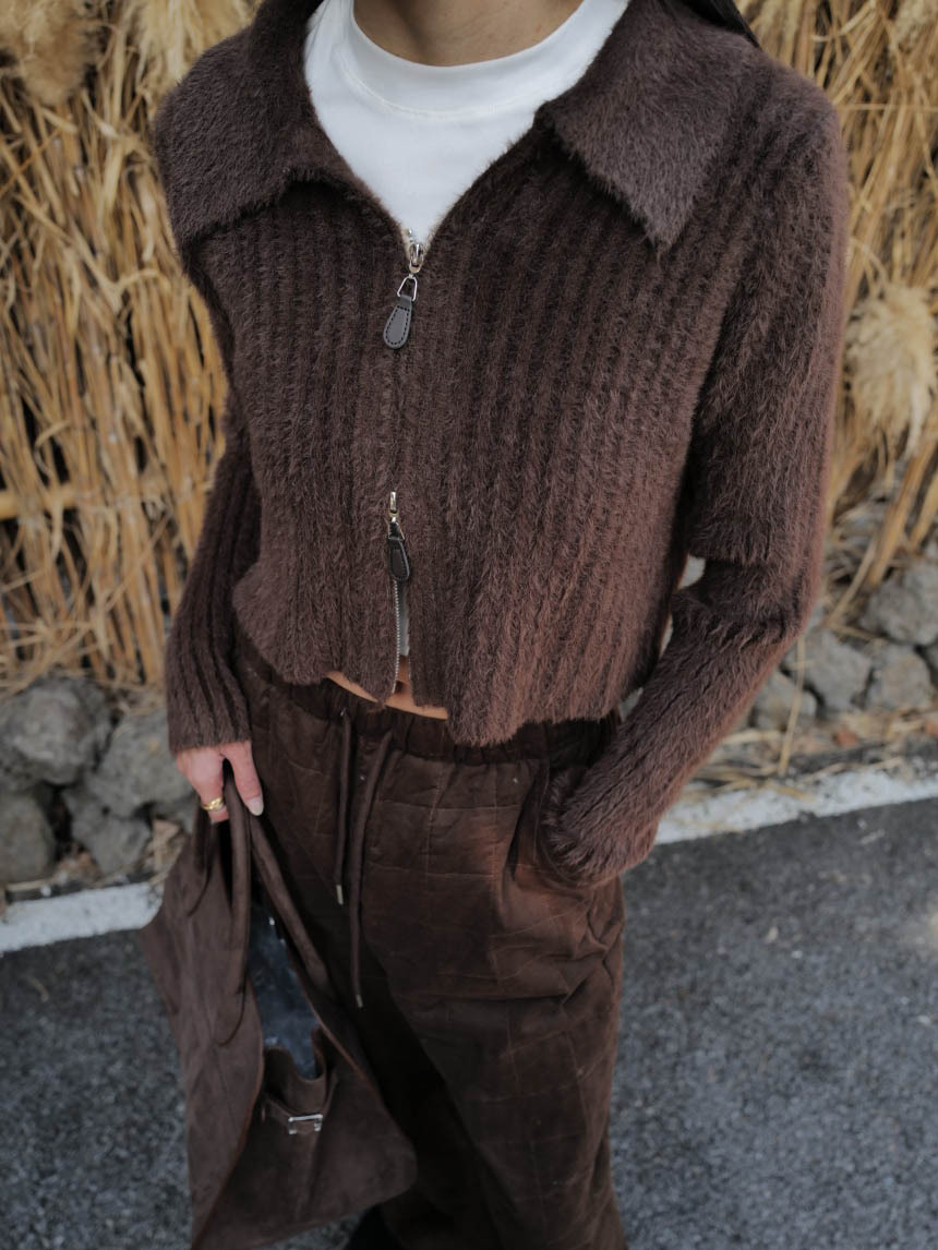 短貂毛上下拉鍊毛衣*5色