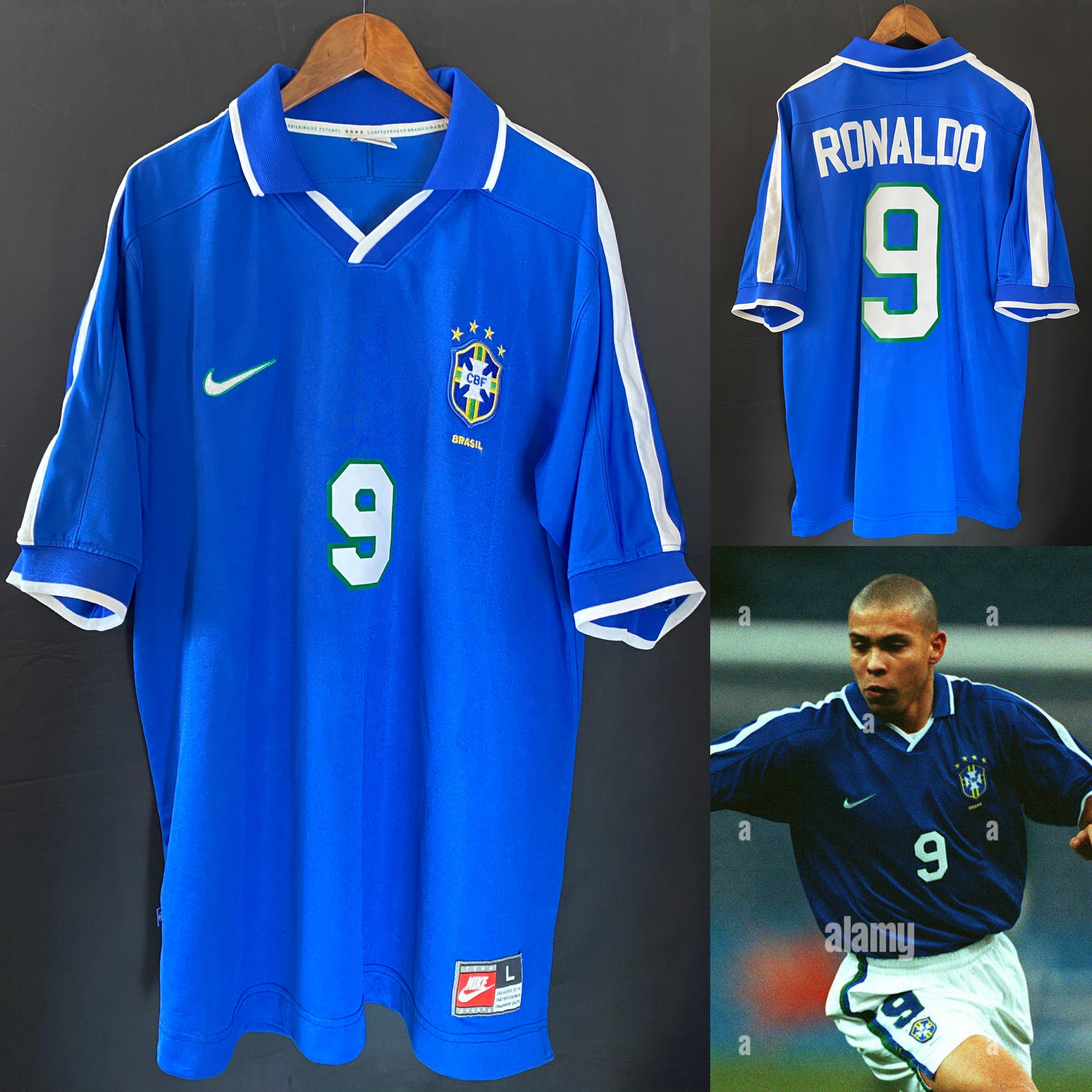 Brazil 1997 Nike Away Shirt #9 RONALDO