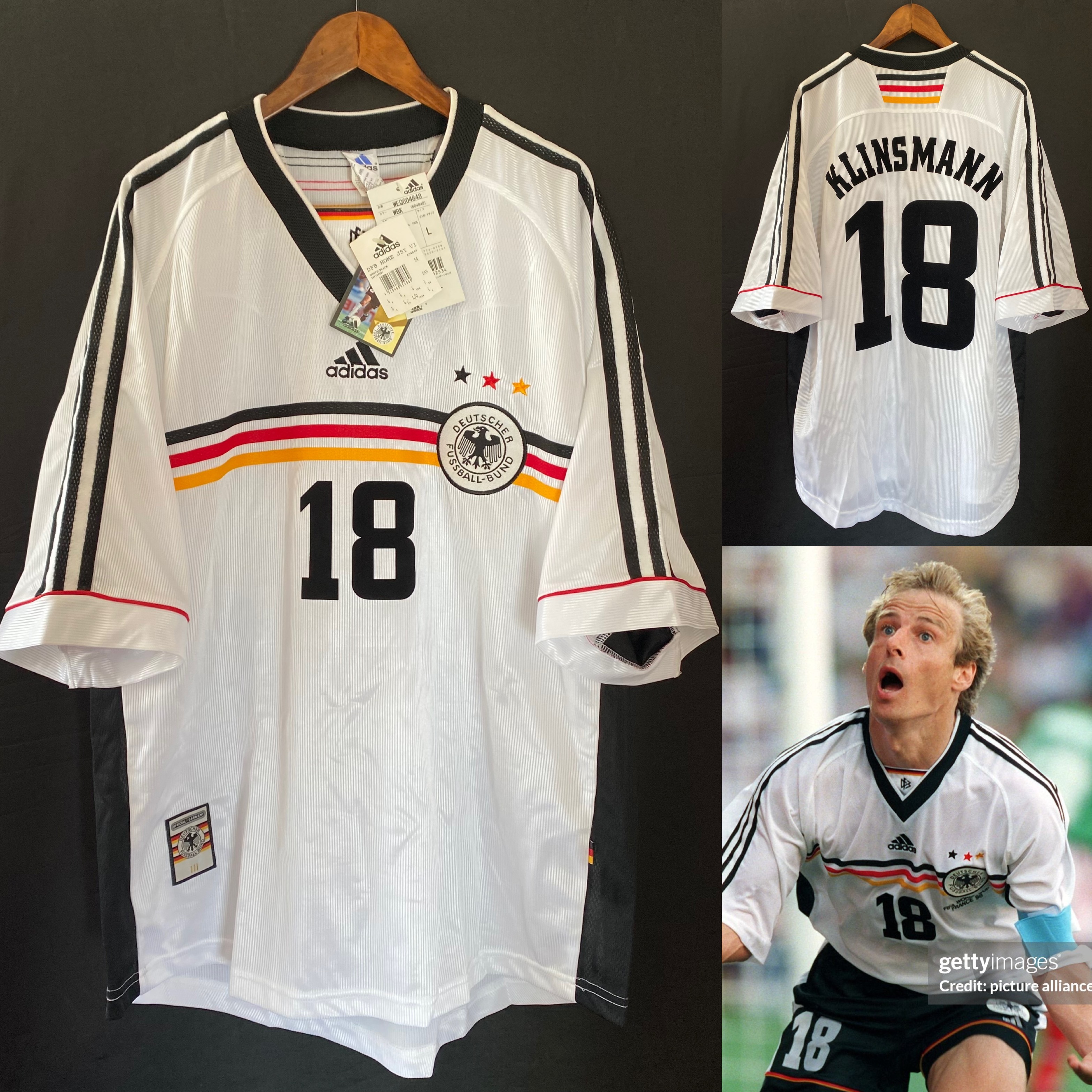 (BNWT) Germany 1998 Adidas Home Shirt #18 KLINSMANN