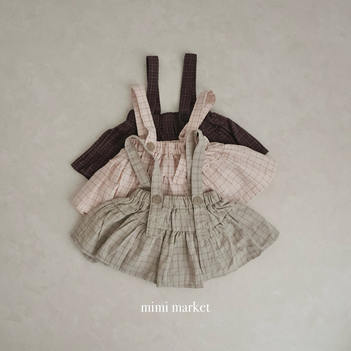 正韓春mimi-market 三色方格包屁吊帶裙