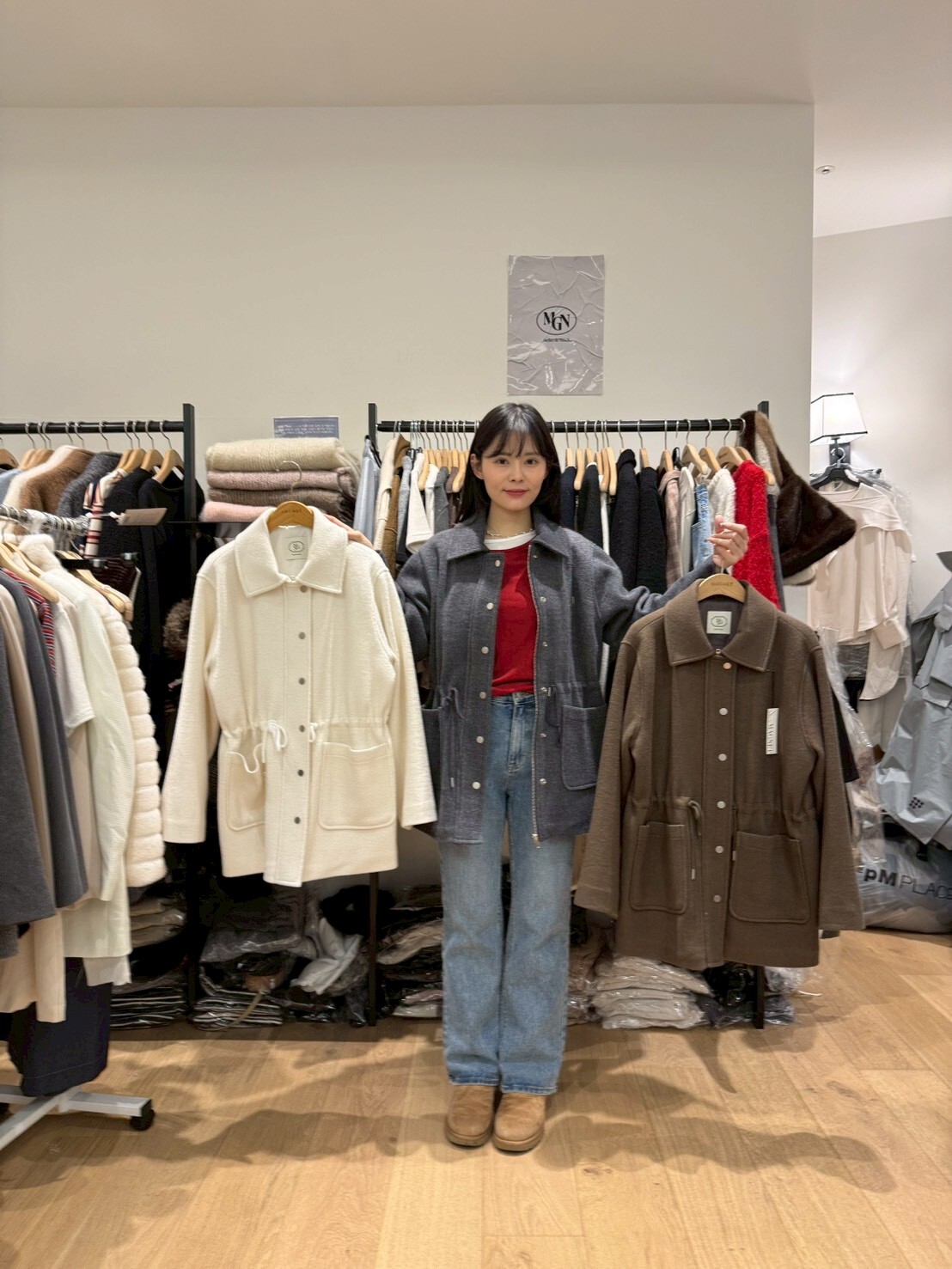 MN5204 束腰繩翻領啪鈕扣外套