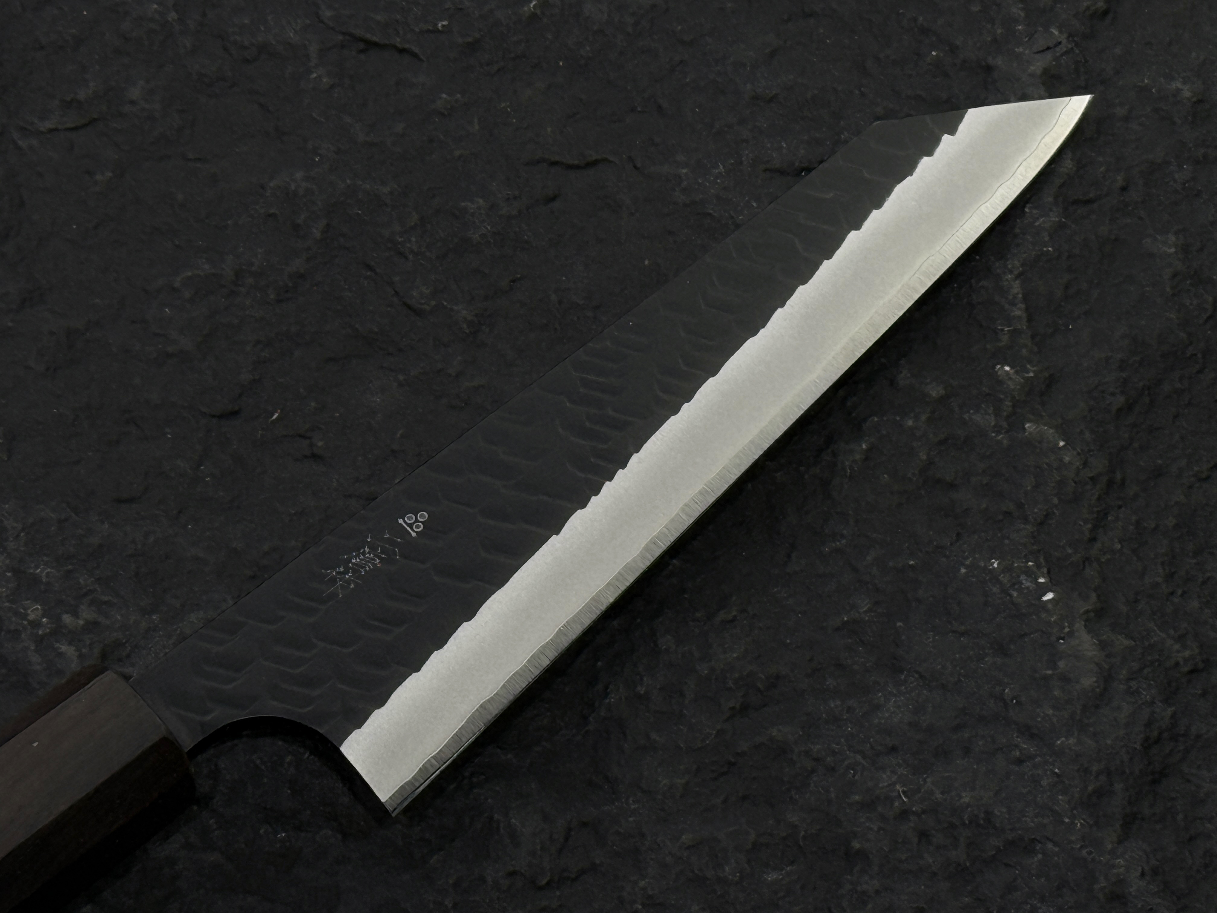 二唐刃物 SG2 粉末鋼 黑打 槌目 骨透 黑檀柄