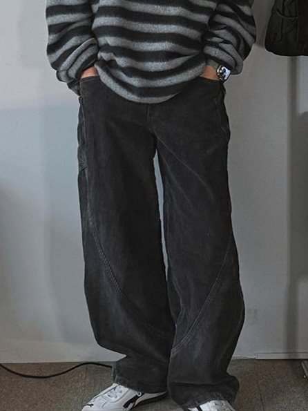 燈芯絨染色工裝褲