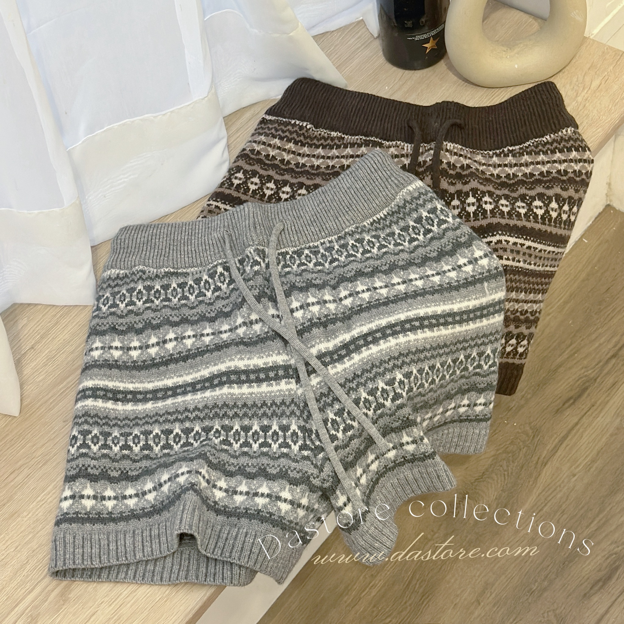 費爾島雪花針織短褲/二色