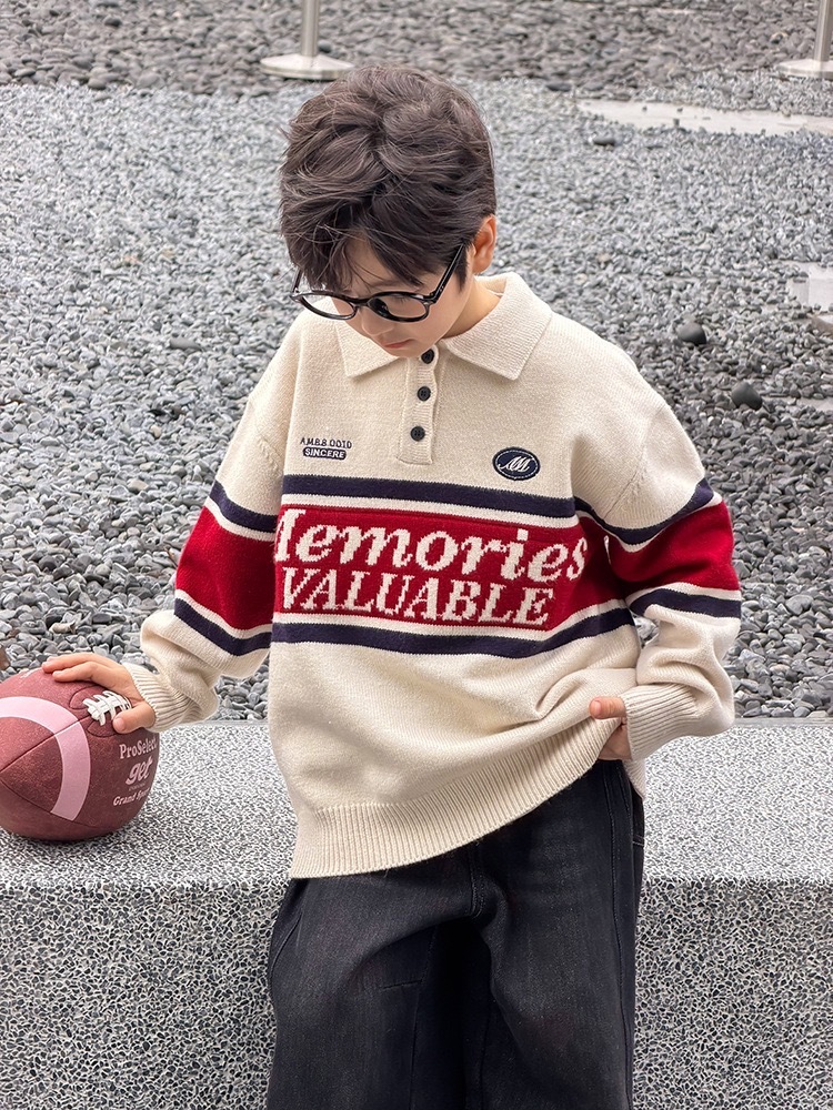 誰穿誰帥拼色翻領毛衣 / 2色