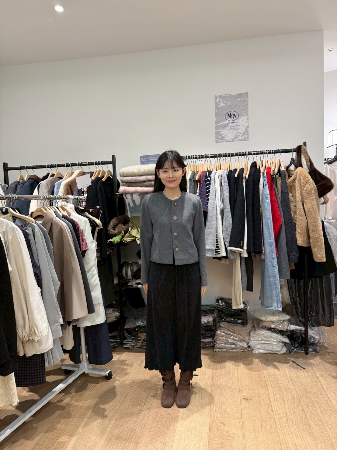 MN4905 灰色金色排扣西裝款外套 *特價* (優惠碼同充值購物金不適用)