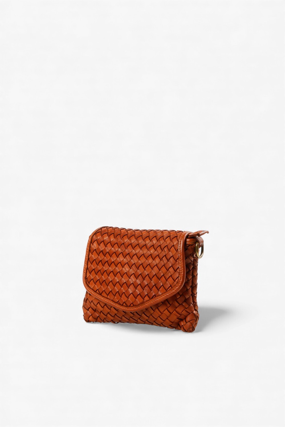 TASCA 編織翻蓋小方包 棕色