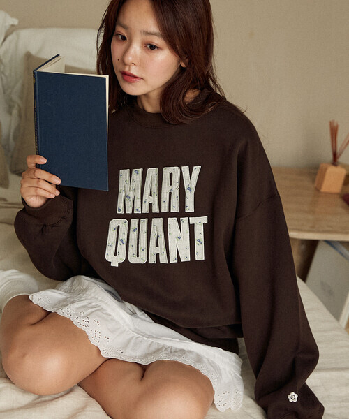 [預購]MARY QUANT 限定花朵LOGO刷毛休閒上衣