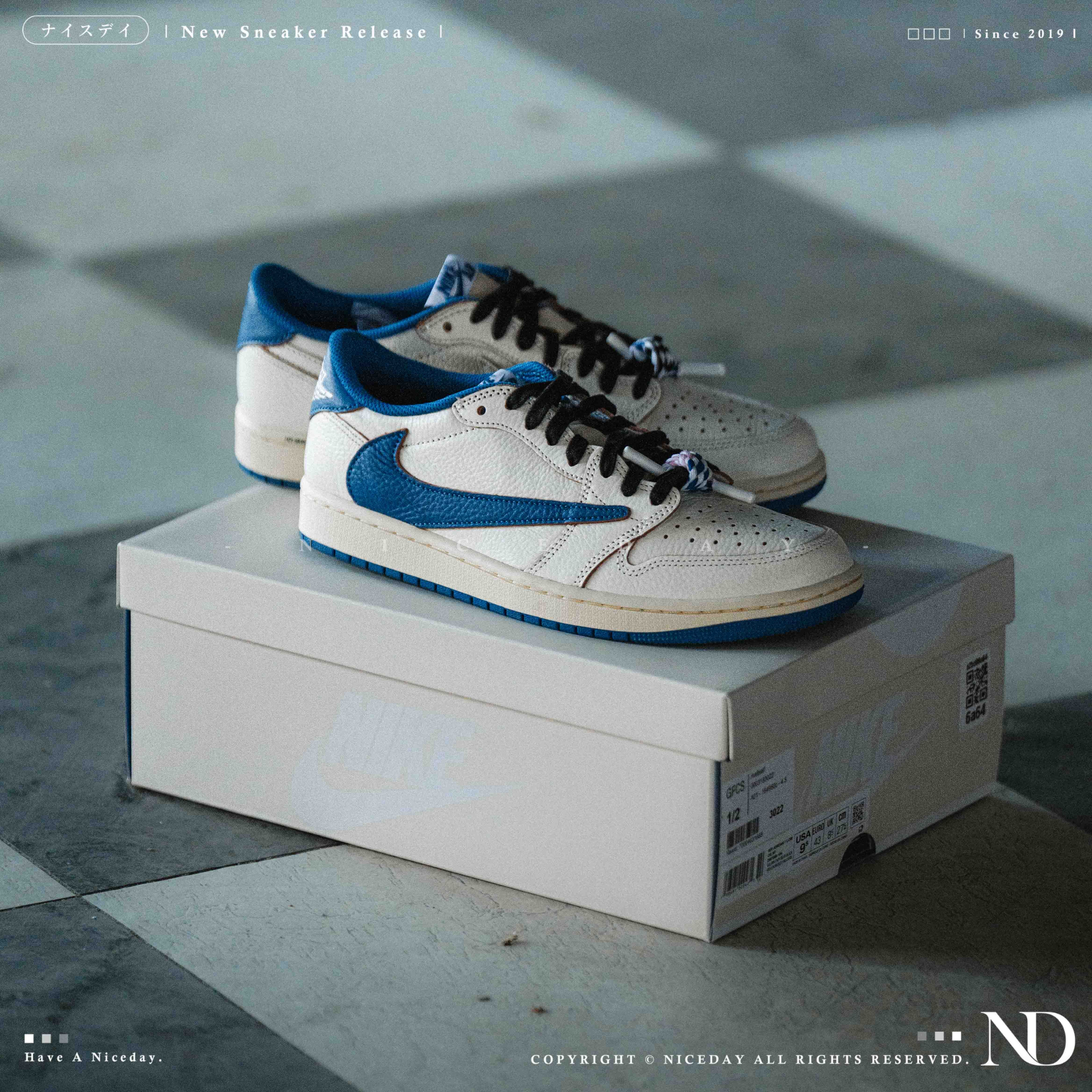 NICEDAY 部分現貨 / 代購 Travis Scott x Fragment x Air jordan 1 三方 聯名 閃電藍 倒鉤 倒勾 藤原浩 DM7866-104