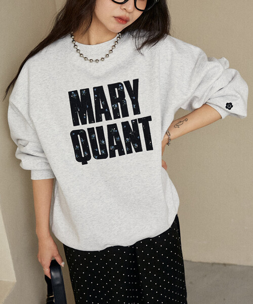 [預購]MARY QUANT 限定花朵LOGO刷毛休閒上衣