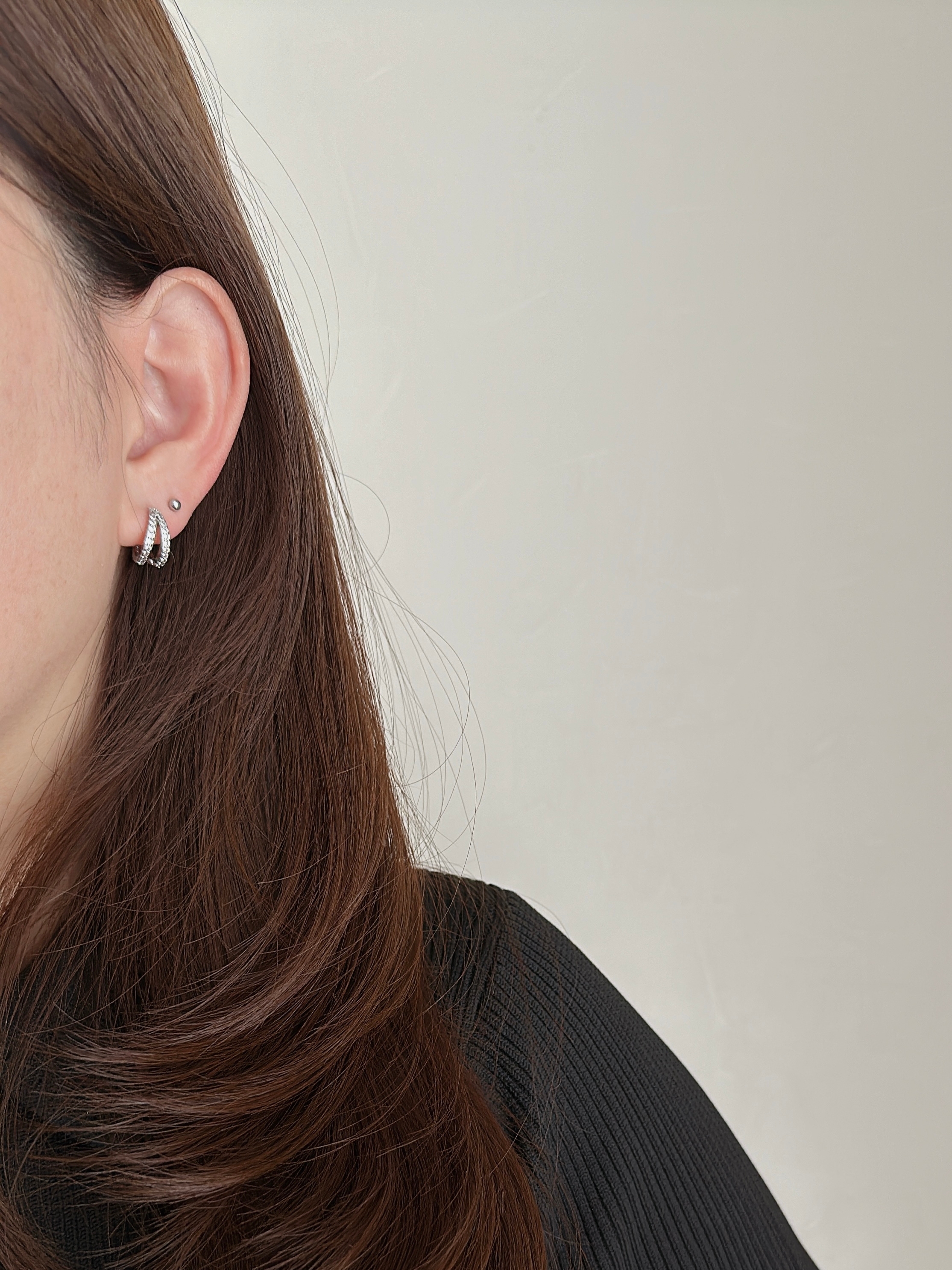 SS separate double deco hoop pierce