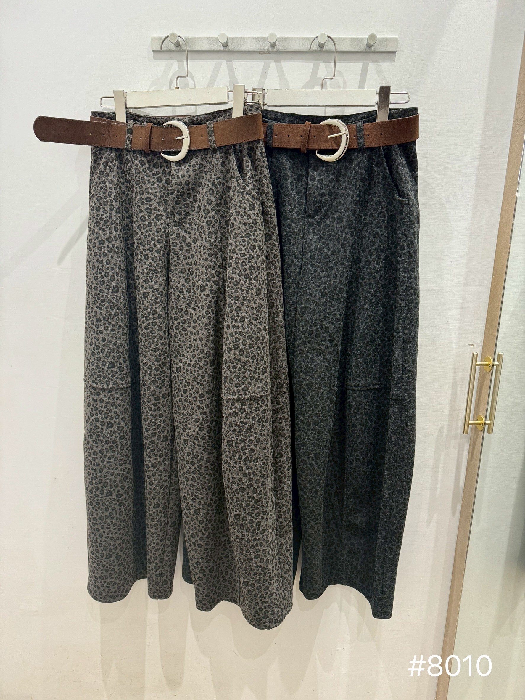 豹紋內磨毛彎刀褲 S