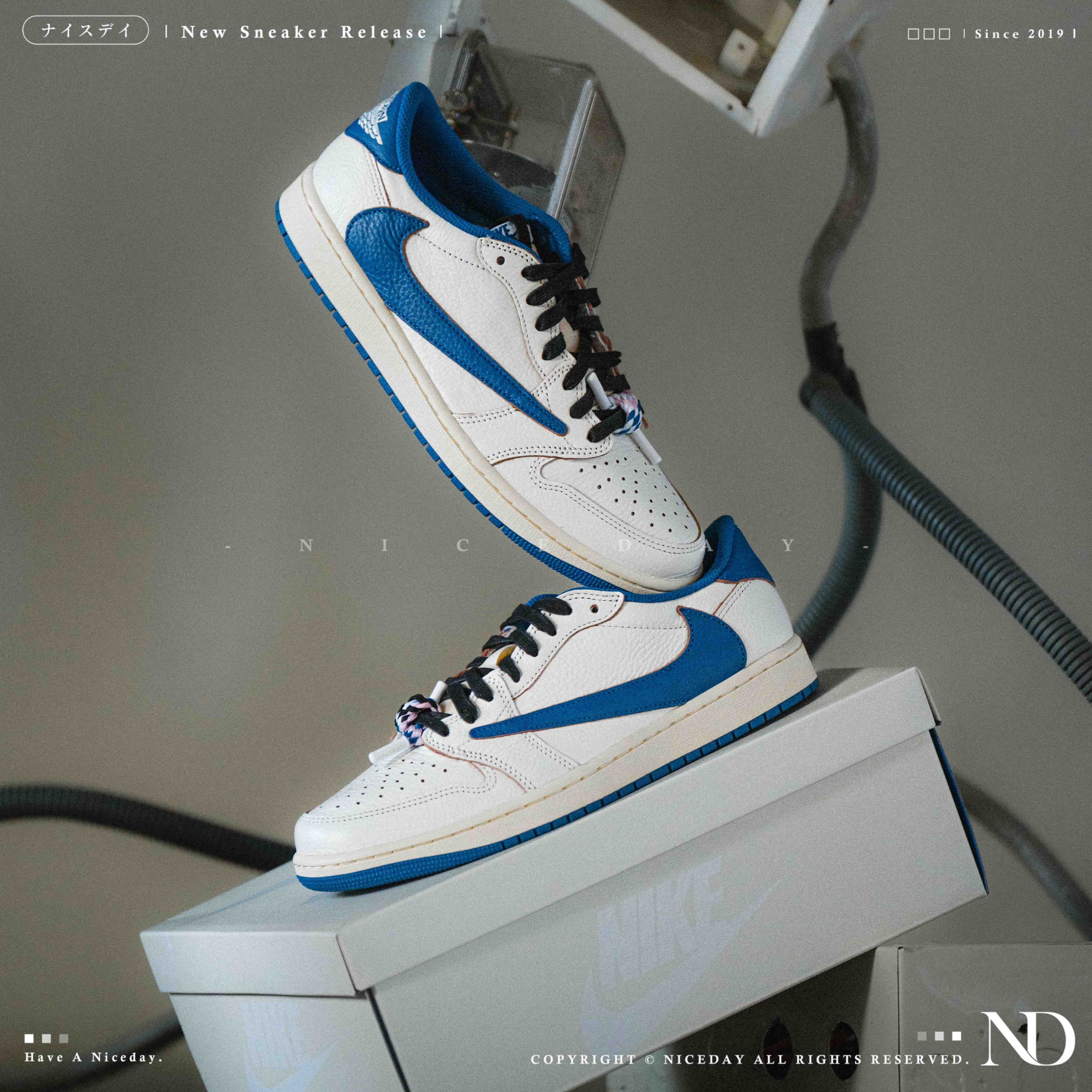 NICEDAY 部分現貨 / 代購 Travis Scott x Fragment x Air jordan 1 三方 聯名 閃電藍 倒鉤 倒勾 藤原浩 DM7866-104