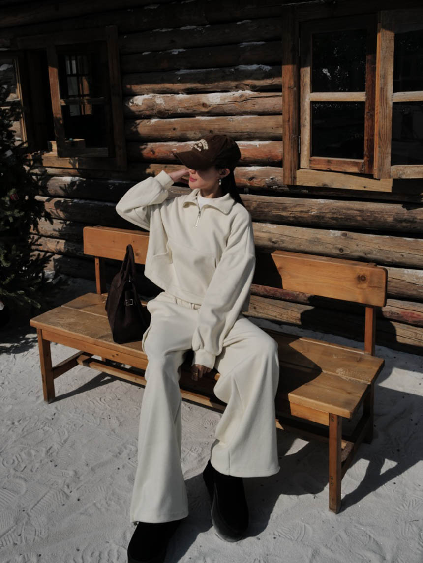 2件式厚磅立領拉鍊套裝*4色