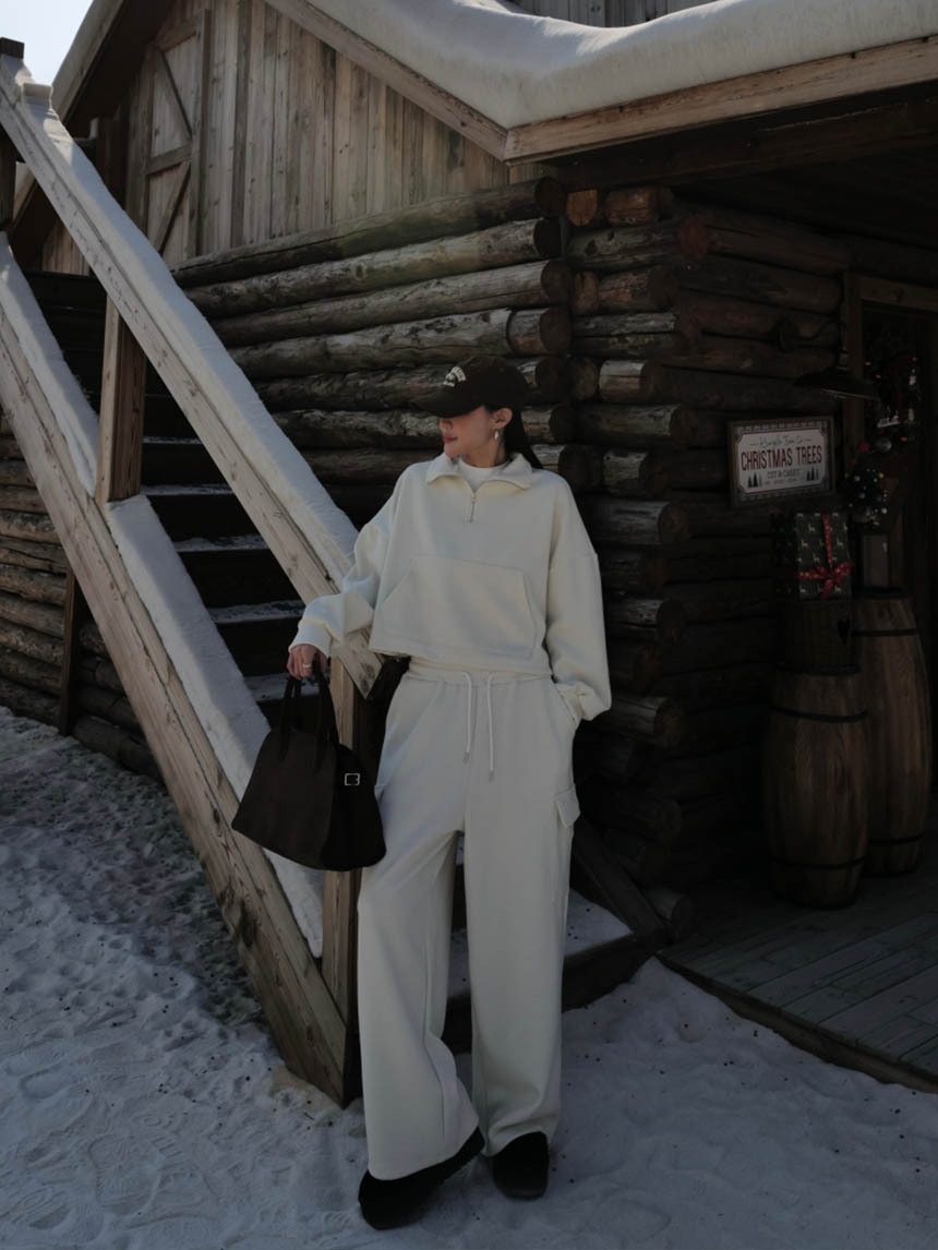 2件式厚磅立領拉鍊套裝*4色